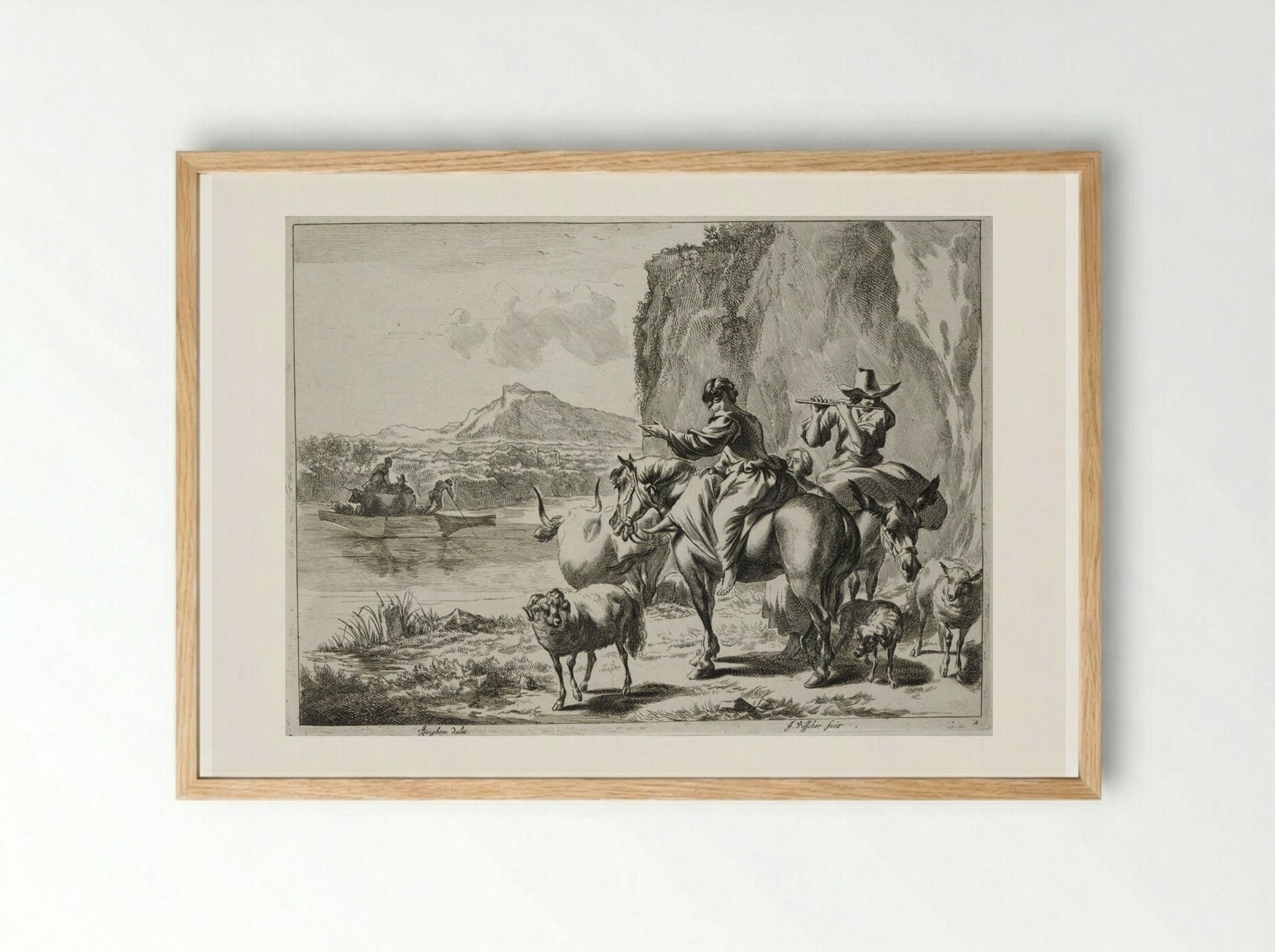 At the Ferry - Johannes Visscher - Framed Print Wood