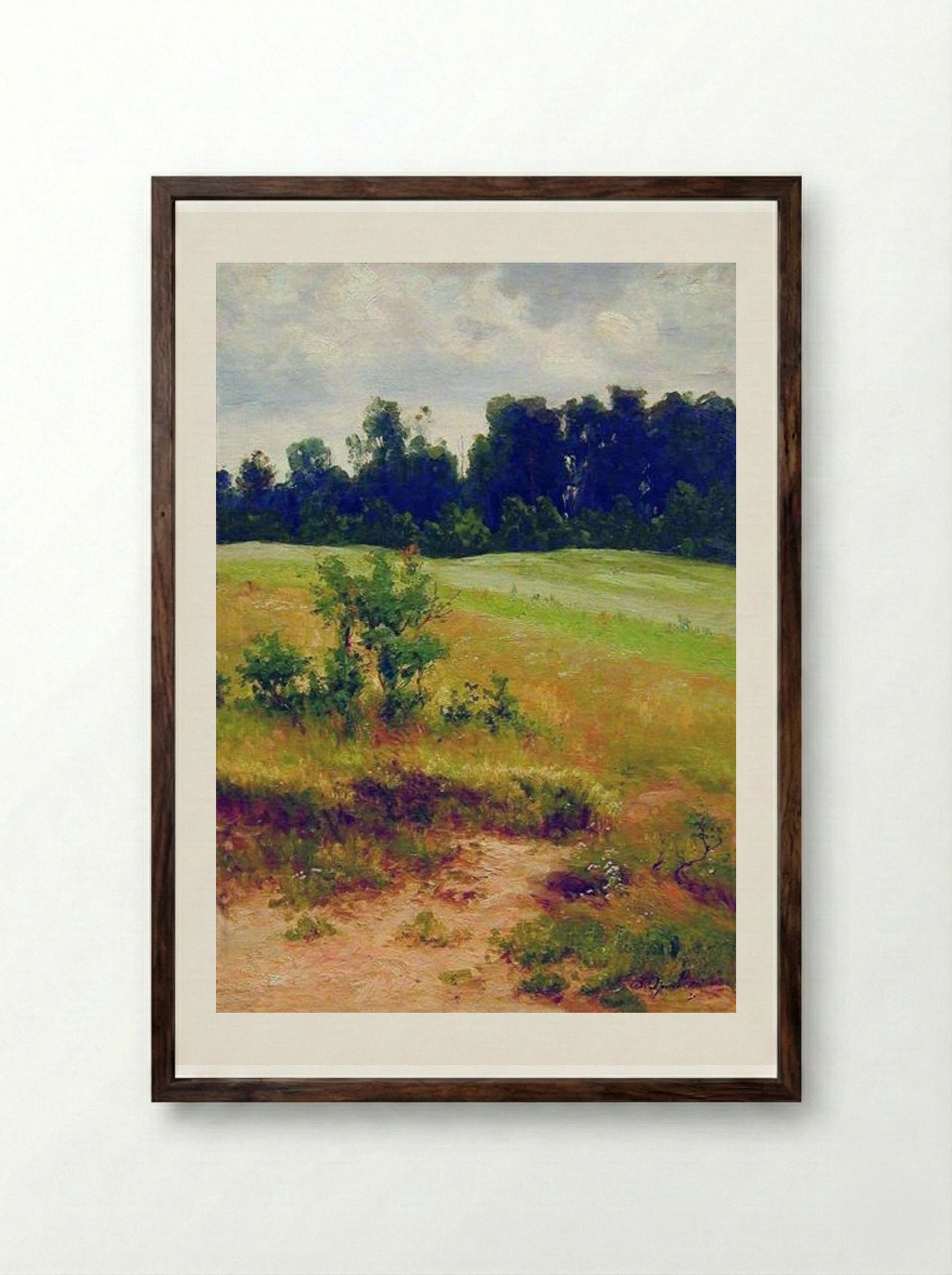 At the Field - Volodymyr Orlovsky - Framed Print Dark Wood