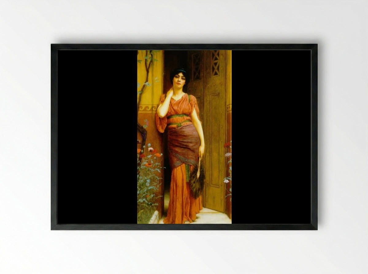 At the Garden Door - John William Godward - Framed Print Black