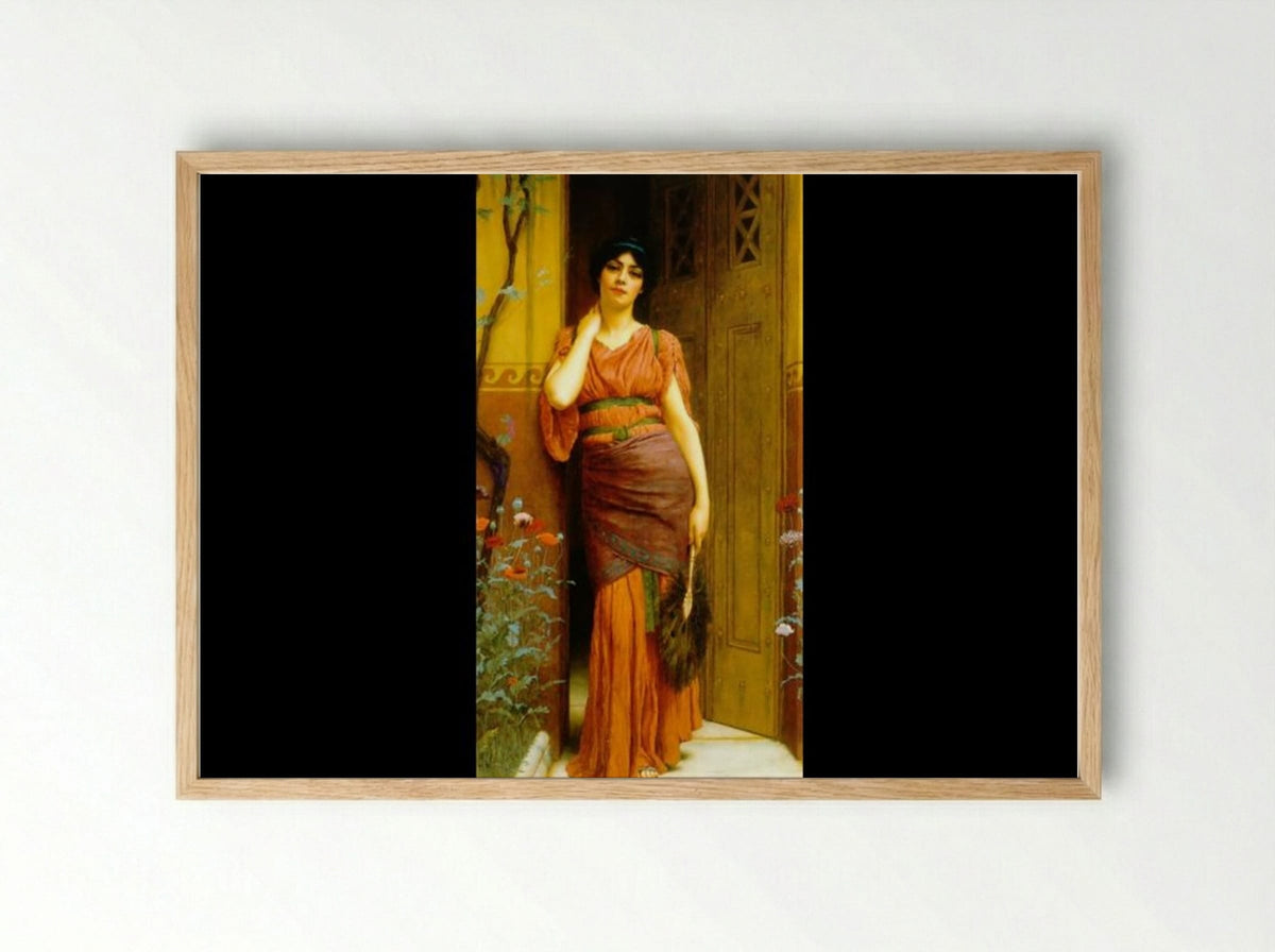 At the Garden Door - John William Godward - Framed Print Wood