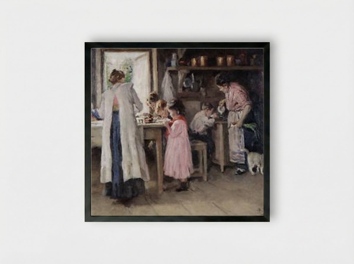 At the Kitchen - Vladimir Makovsky - Framed Print Black