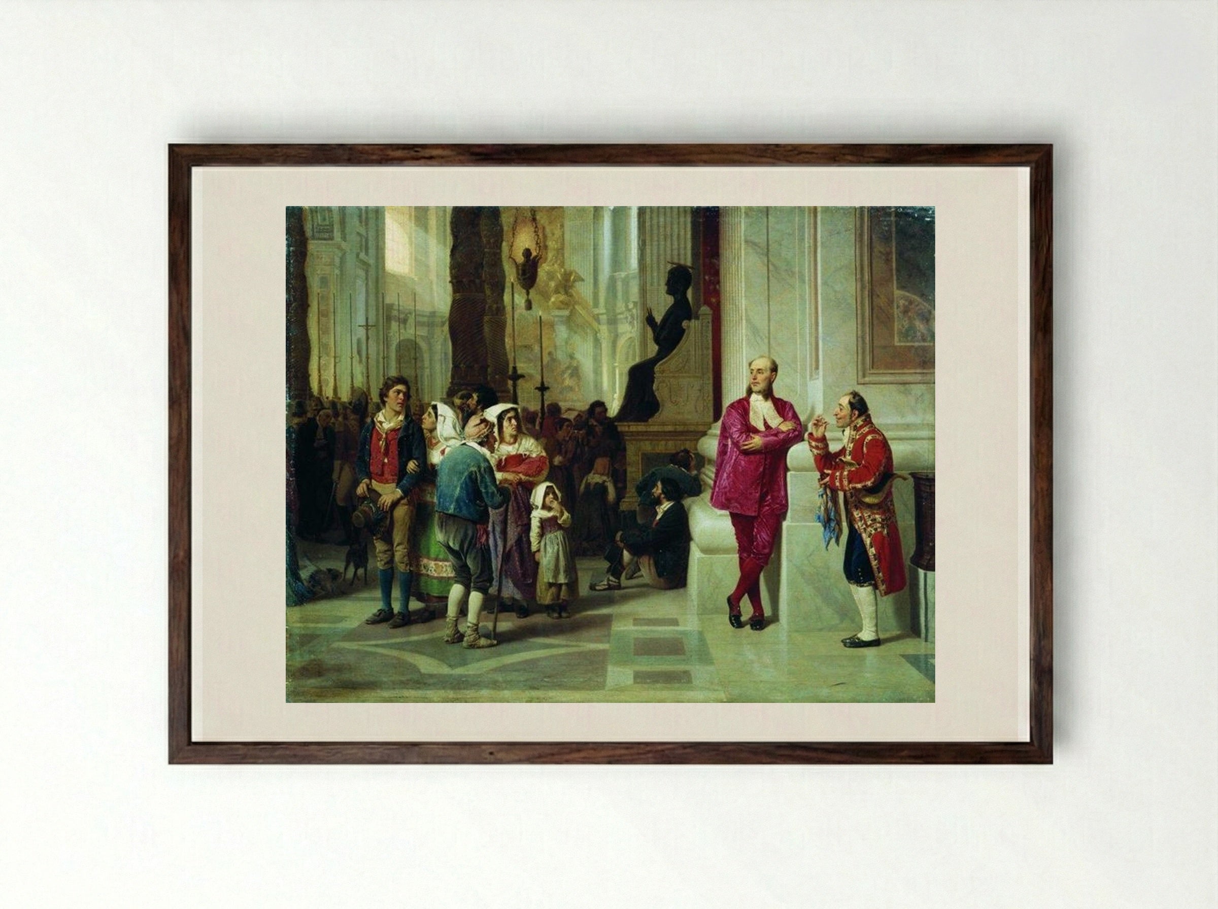 At the Reception of the Pope - Fyodor Bronnikov - Framed Print Dark Wood