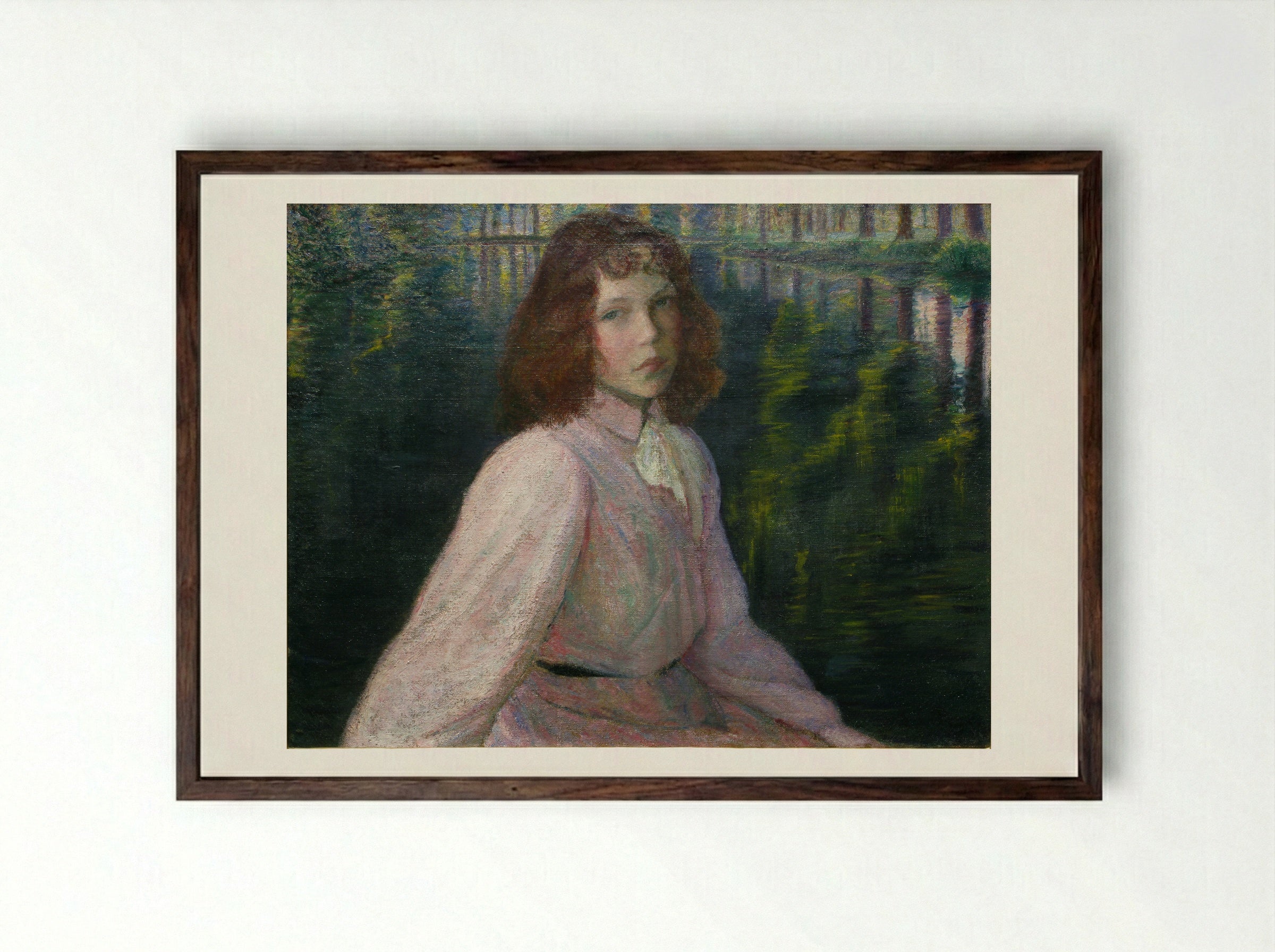 At the River's Head - Lilla Cabot Perry - Framed Print Dark Wood