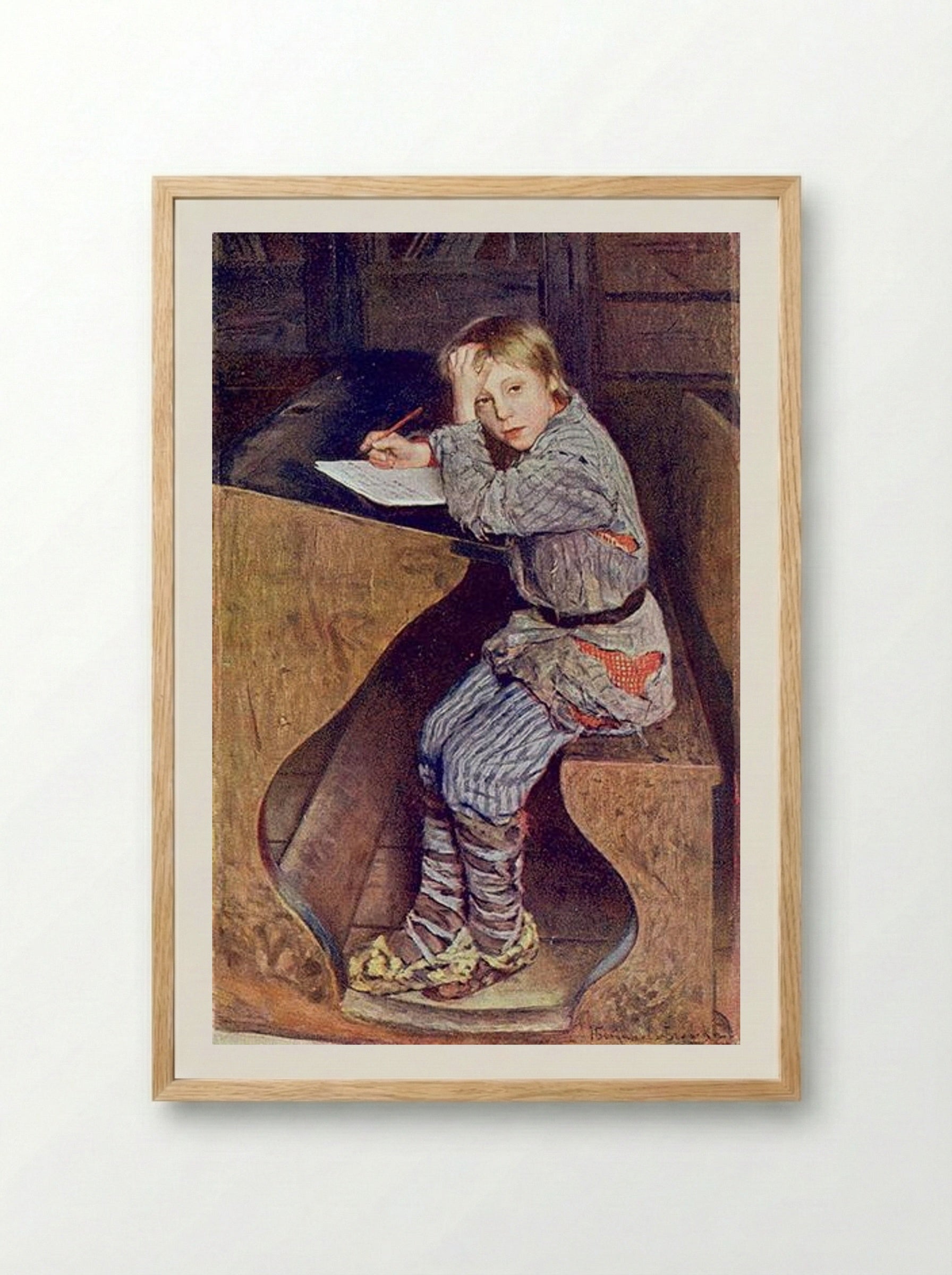 At the School Door - Nikolay Bogdanov-Belsky - Framed Print Wood