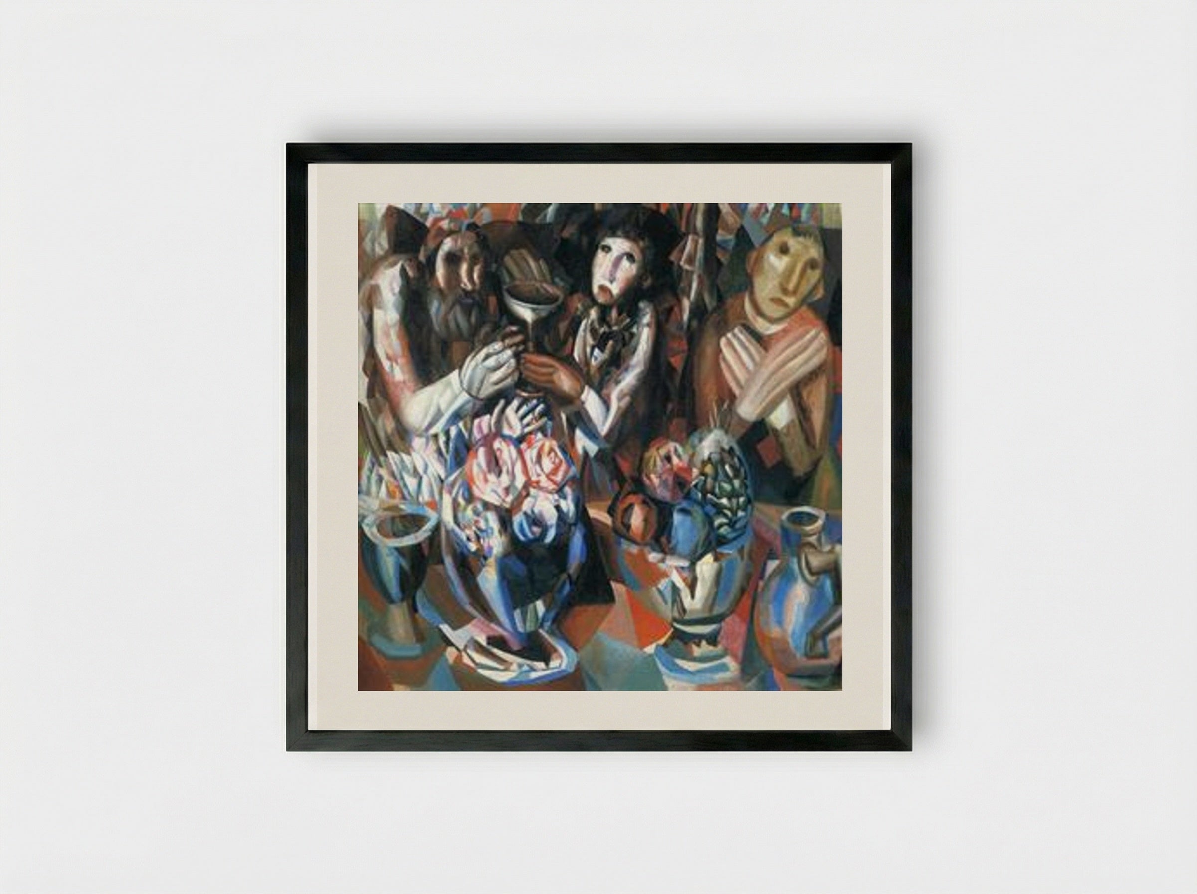 At the Table - Pavel Filonov - Framed Print Black