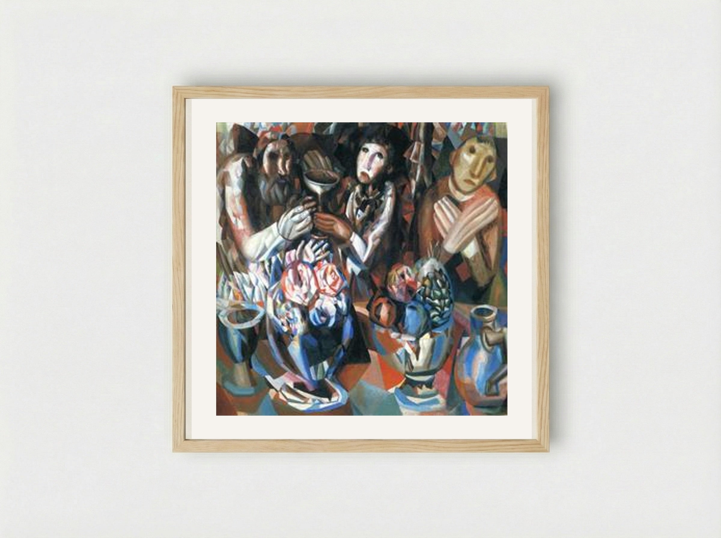 At the Table - Pavel Filonov - Framed Print Wood