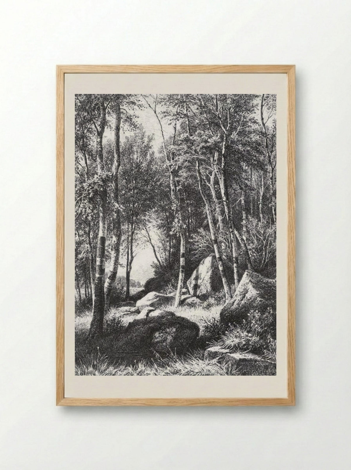 At the edge of a birch grove. Valaam - Ivan Shishkin - Framed Print Wood