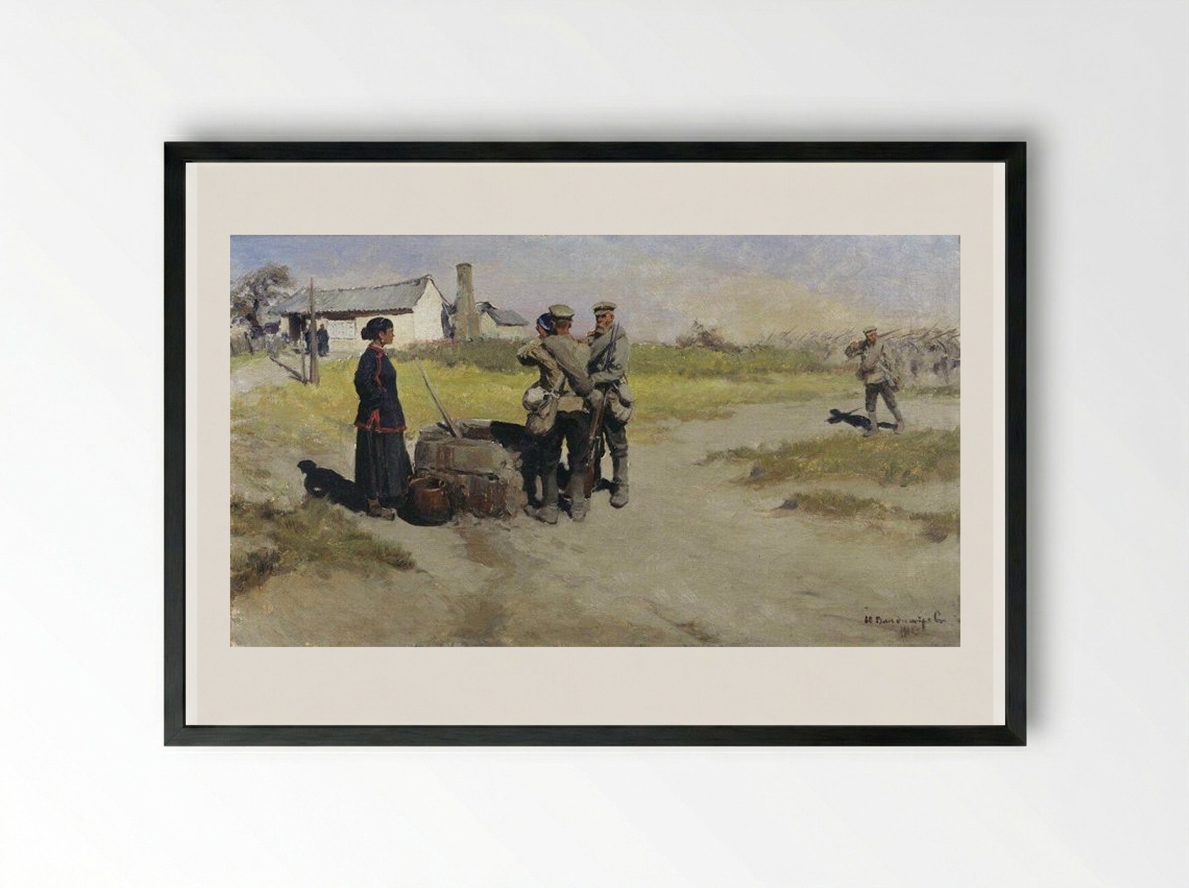 At the well - Ivan Vladimirov - Framed Print Black