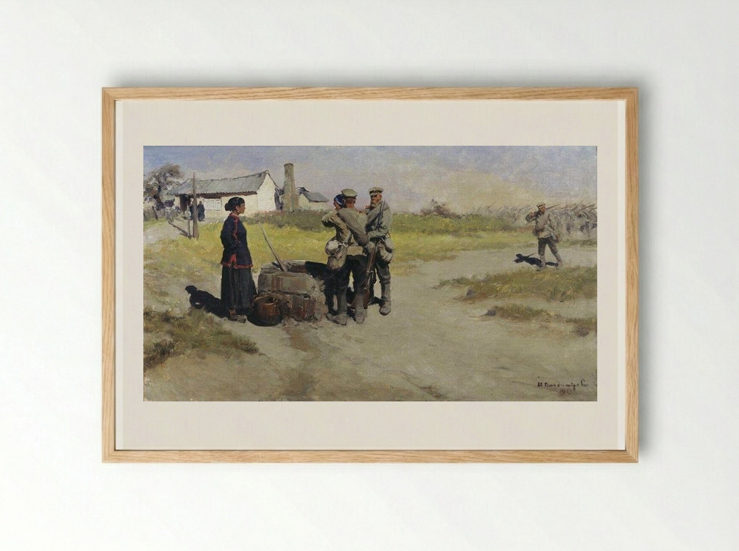 At the well - Ivan Vladimirov - Framed Print Wood