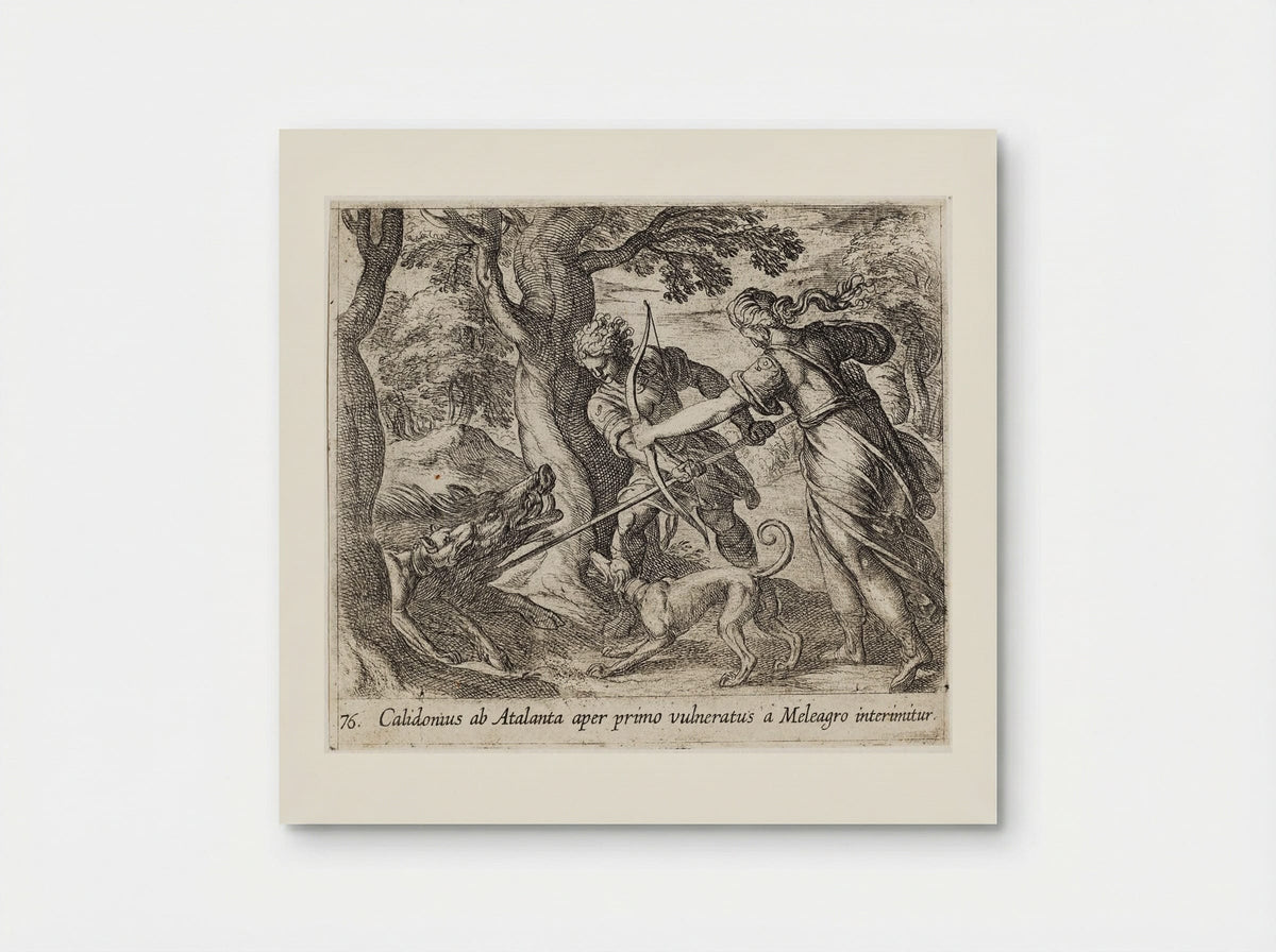 Atalanta and Meleager Killing the Wild Boar - Antonio Tempesta - Poster