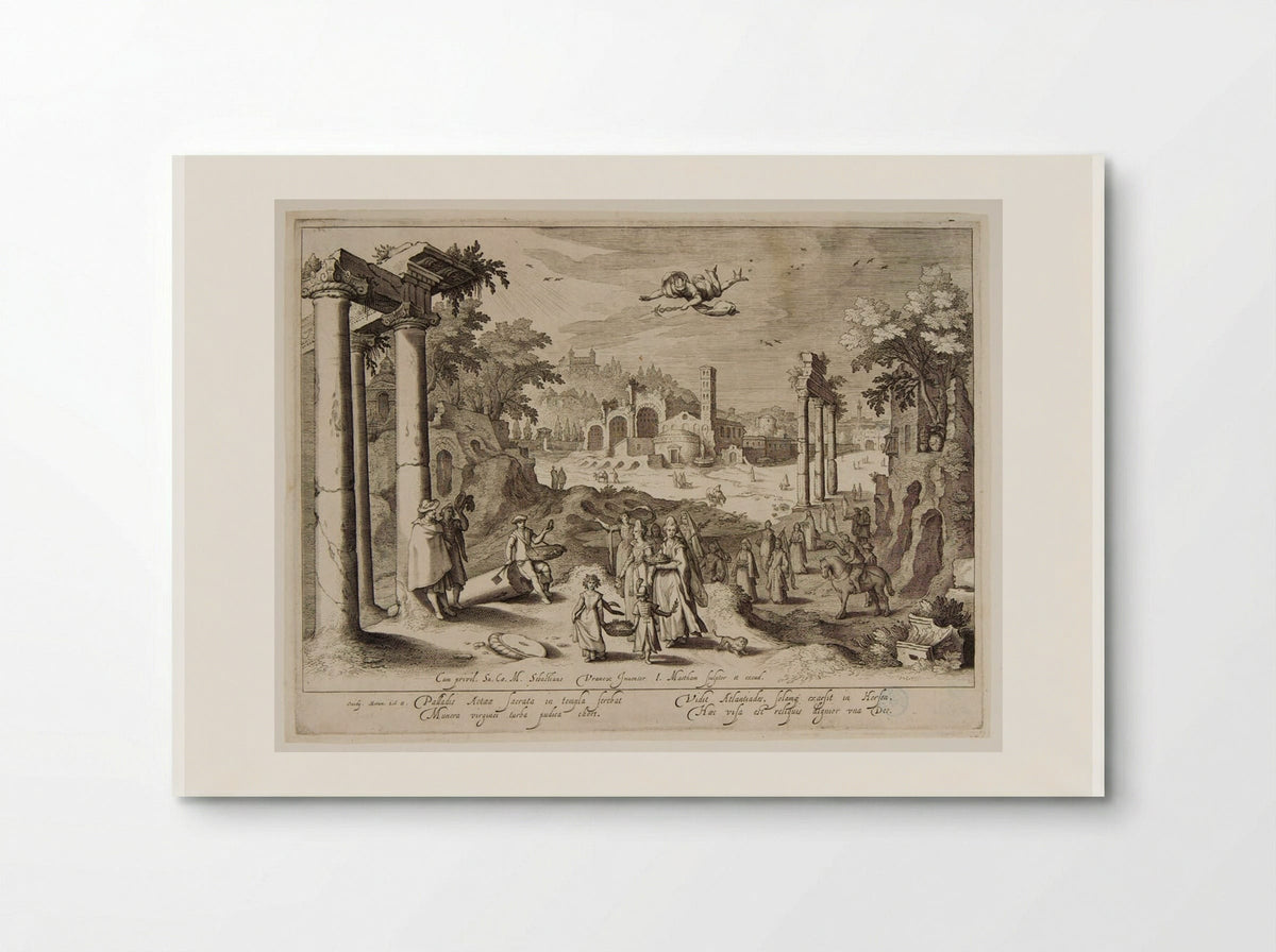 Atalantiades Carrying the Basket of Minerva to the Temple - Jacob Matham - Poster