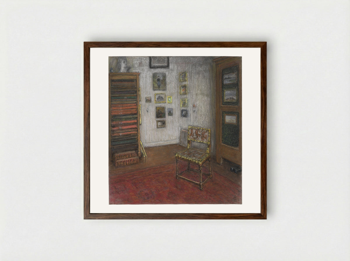 Atelierhoek met stoel en kunstkast, te Den Haag, Nieuwe Schoolstraat 28 - Carel Nicolaas Storm van 's-Gravesande - Framed Print Dark Wood