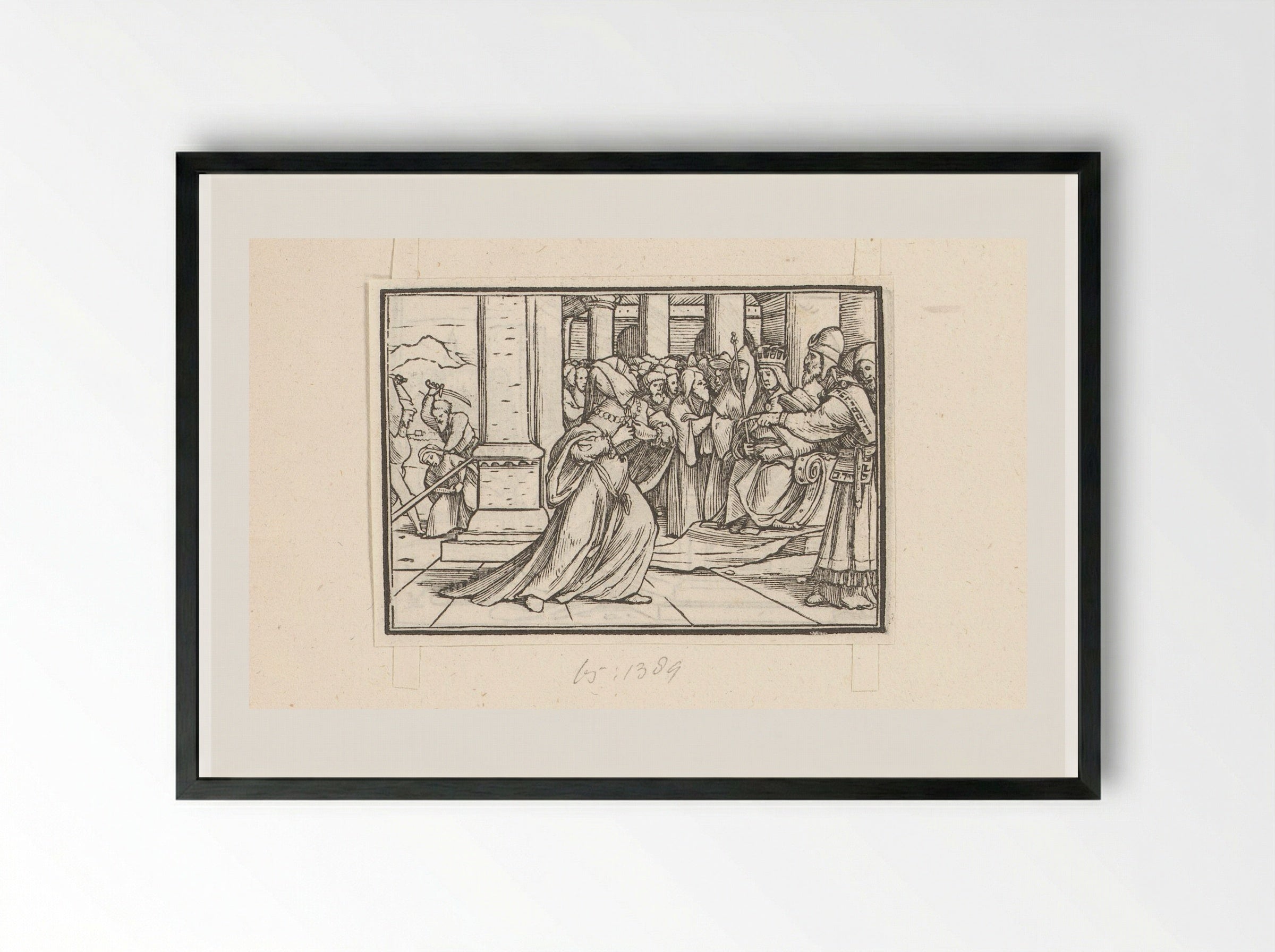 Athaliah Rending Her Clothes Before the High Priest - Veit Rudolf Specklin - Framed Print Black