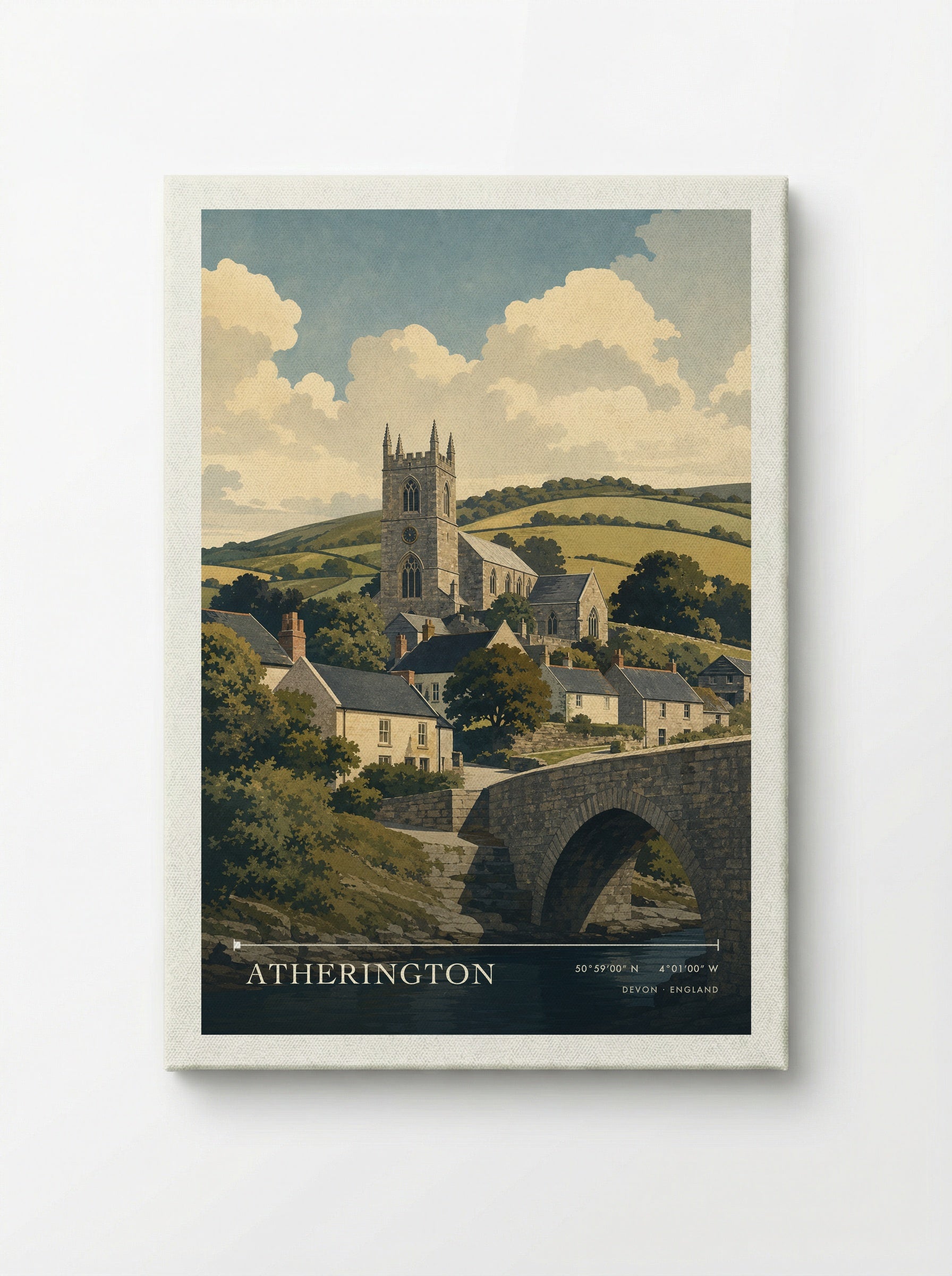 Atherington Devon England Travel Poster - Canvas