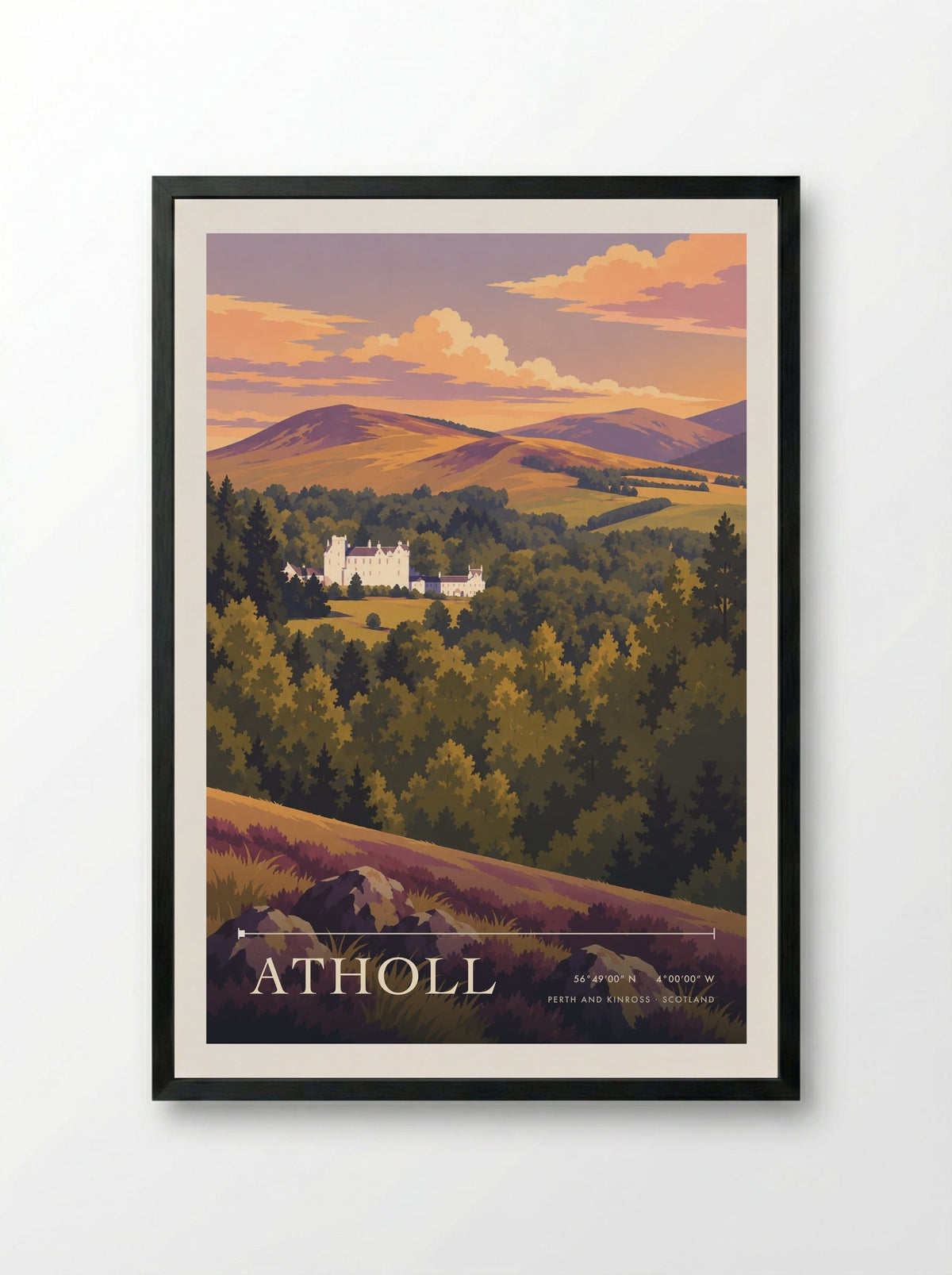 Atholl, Perth and Kinross | Travel Poster - Framed Print Black