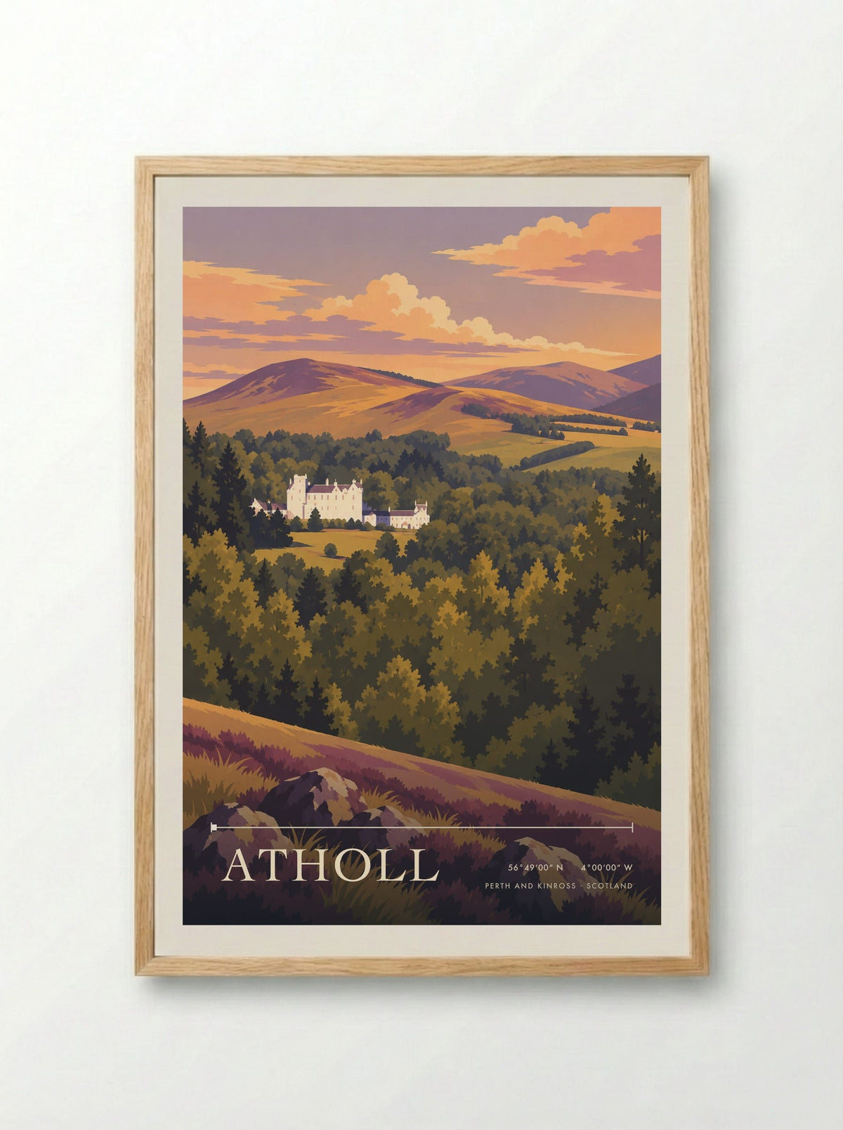 Atholl, Perth and Kinross | Travel Poster - Framed Print Wood