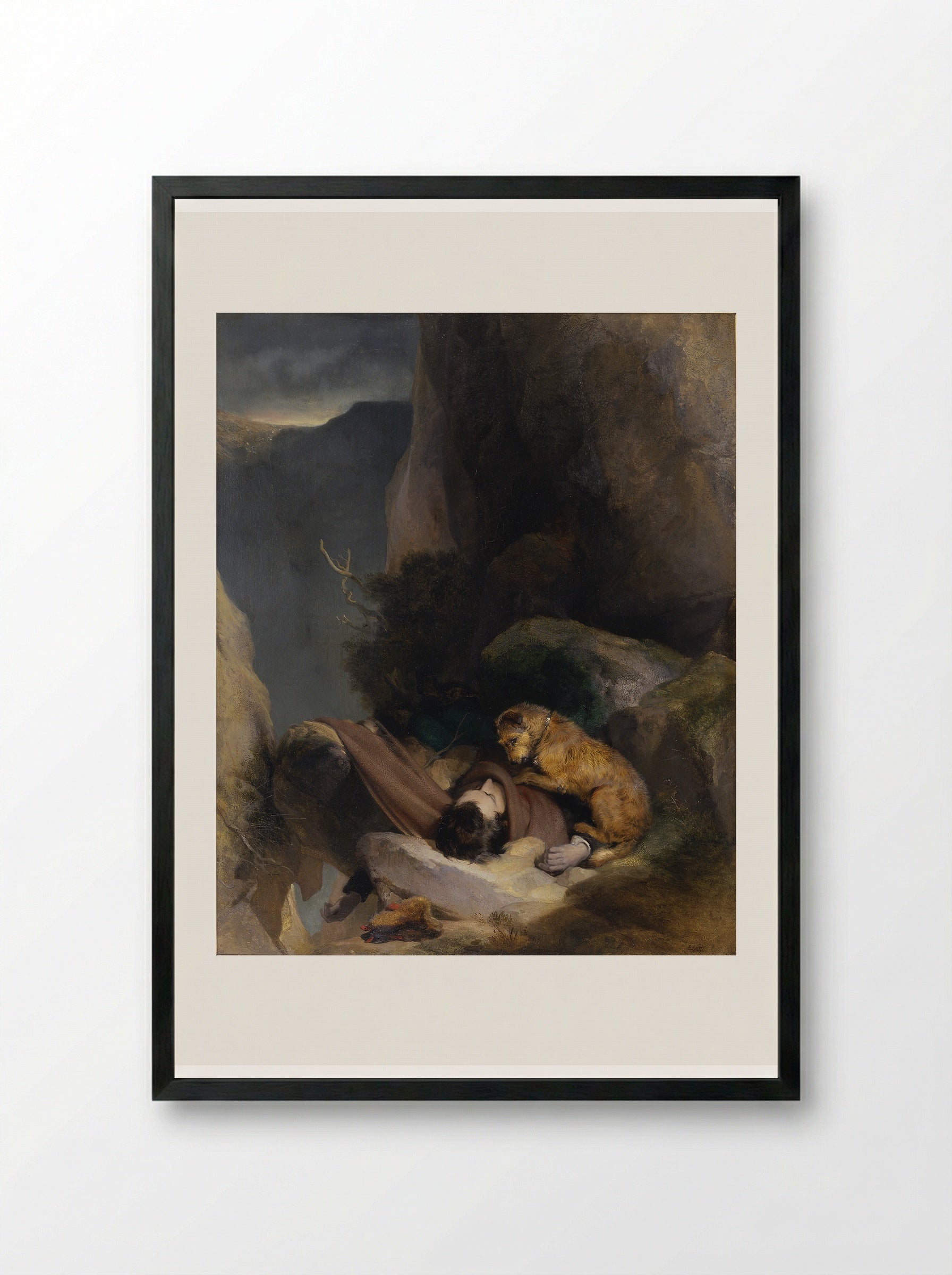 Attachment - Sir Edwin Henry Landseer - Framed Print Black