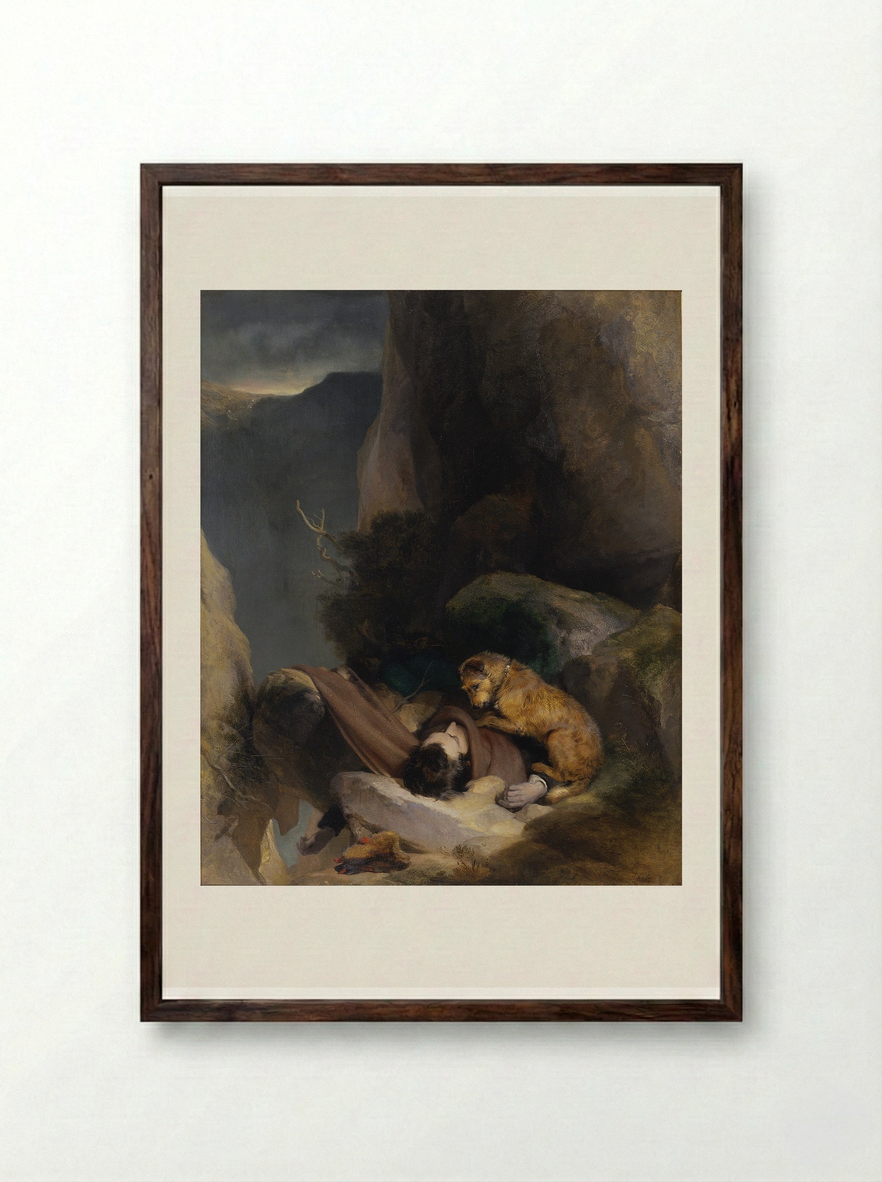 Attachment - Sir Edwin Henry Landseer - Framed Print Dark Wood