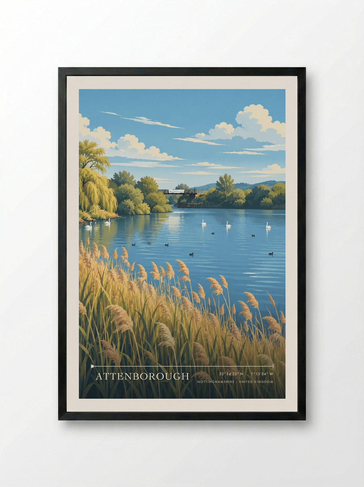 Attenborough, Nottinghamshire | Travel Poster - Framed Print Black