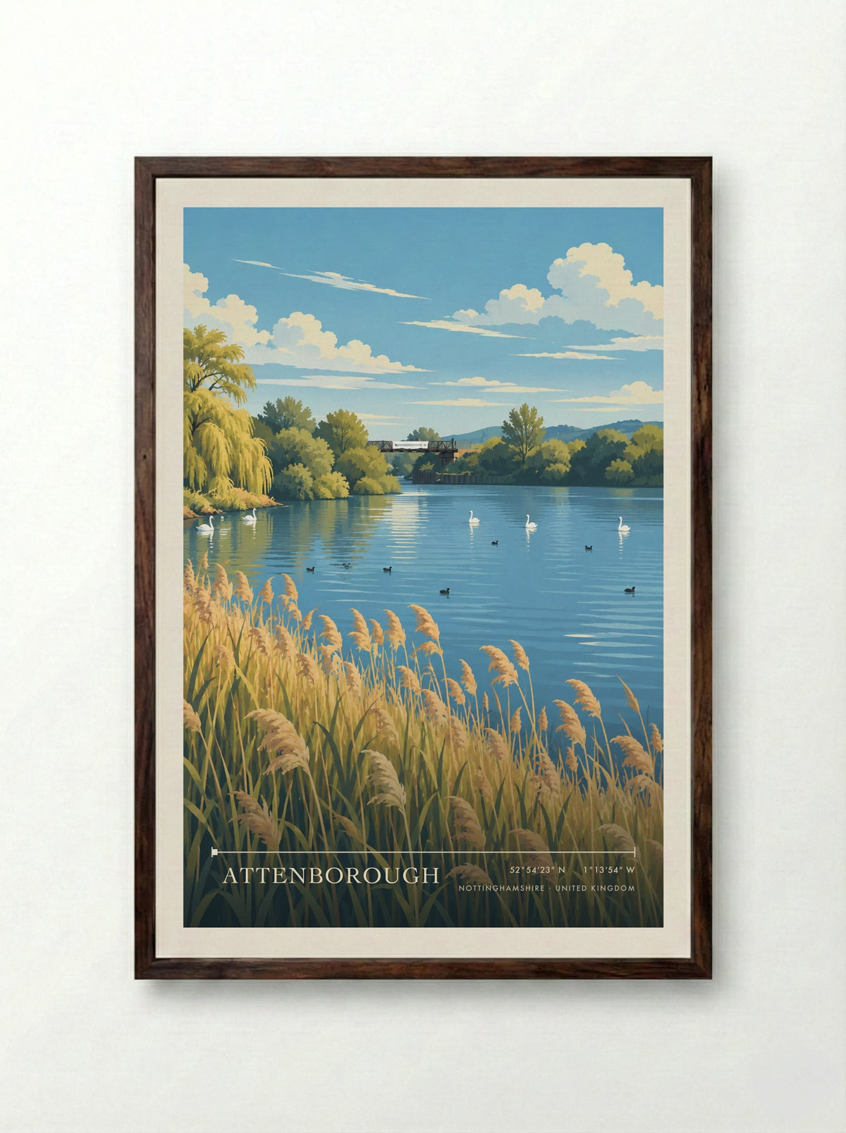 Attenborough, Nottinghamshire | Travel Poster - Framed Print Dark Wood