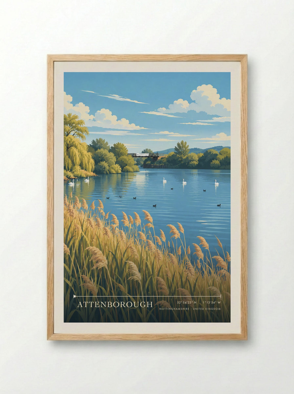 Attenborough, Nottinghamshire | Travel Poster - Framed Print Wood