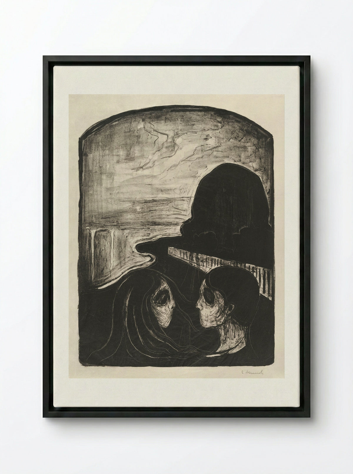 Attraction I - Edvard Munch - Framed Canvas Black