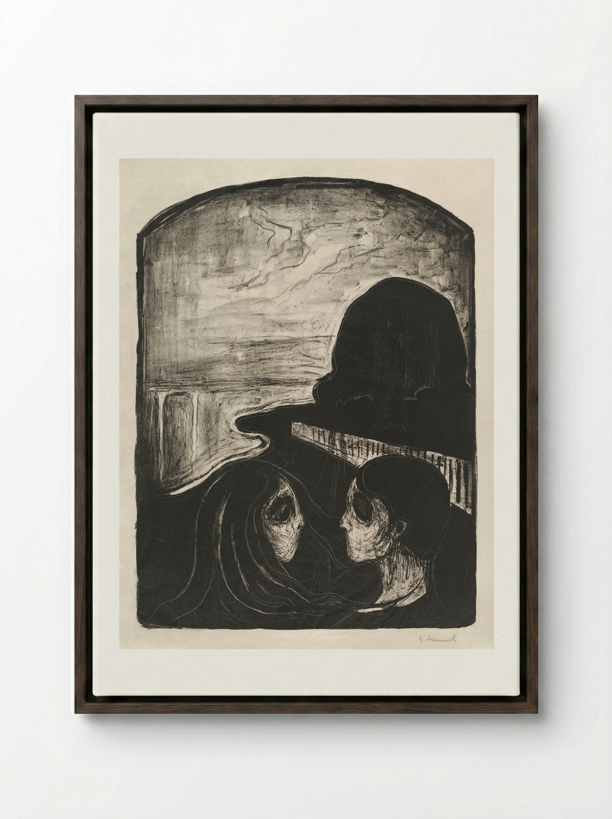 Attraction I - Edvard Munch - Framed Canvas Dark Wood