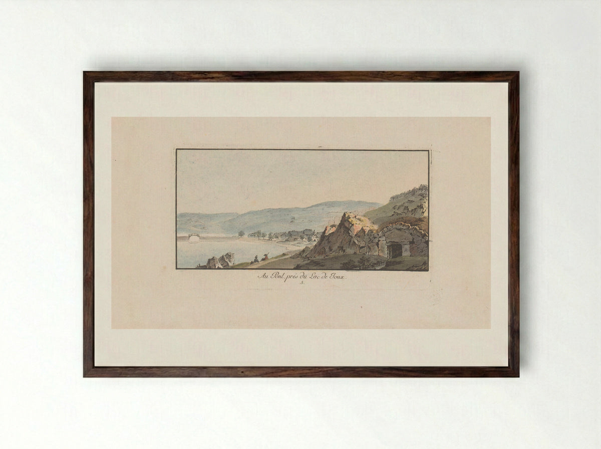 Au Pont, près du Lac de Joux - Johann Ludwig Aberli - Framed Print Dark Wood