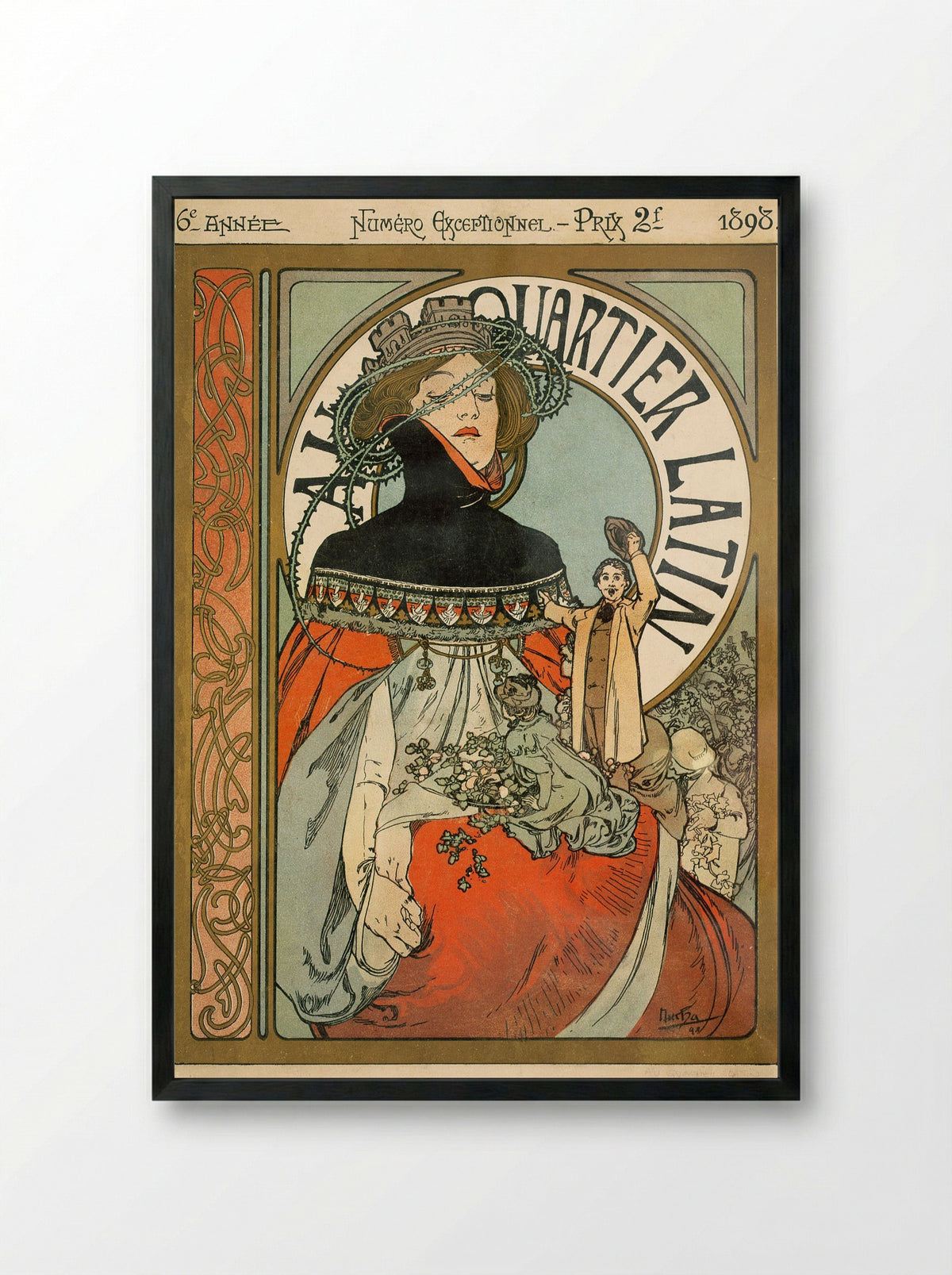 Au Quartier Latin - Alphonse Mucha - Framed Print Black