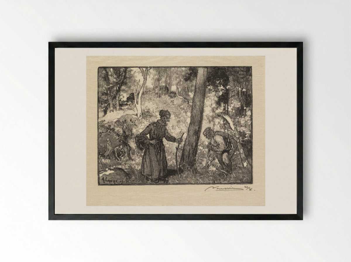 Au Rocher Bernard - Auguste Louis Lepère - Framed Print Black