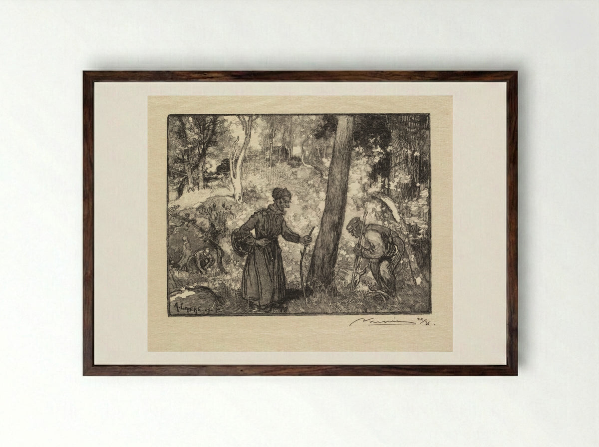 Au Rocher Bernard - Auguste Louis Lepère - Framed Print Dark Wood