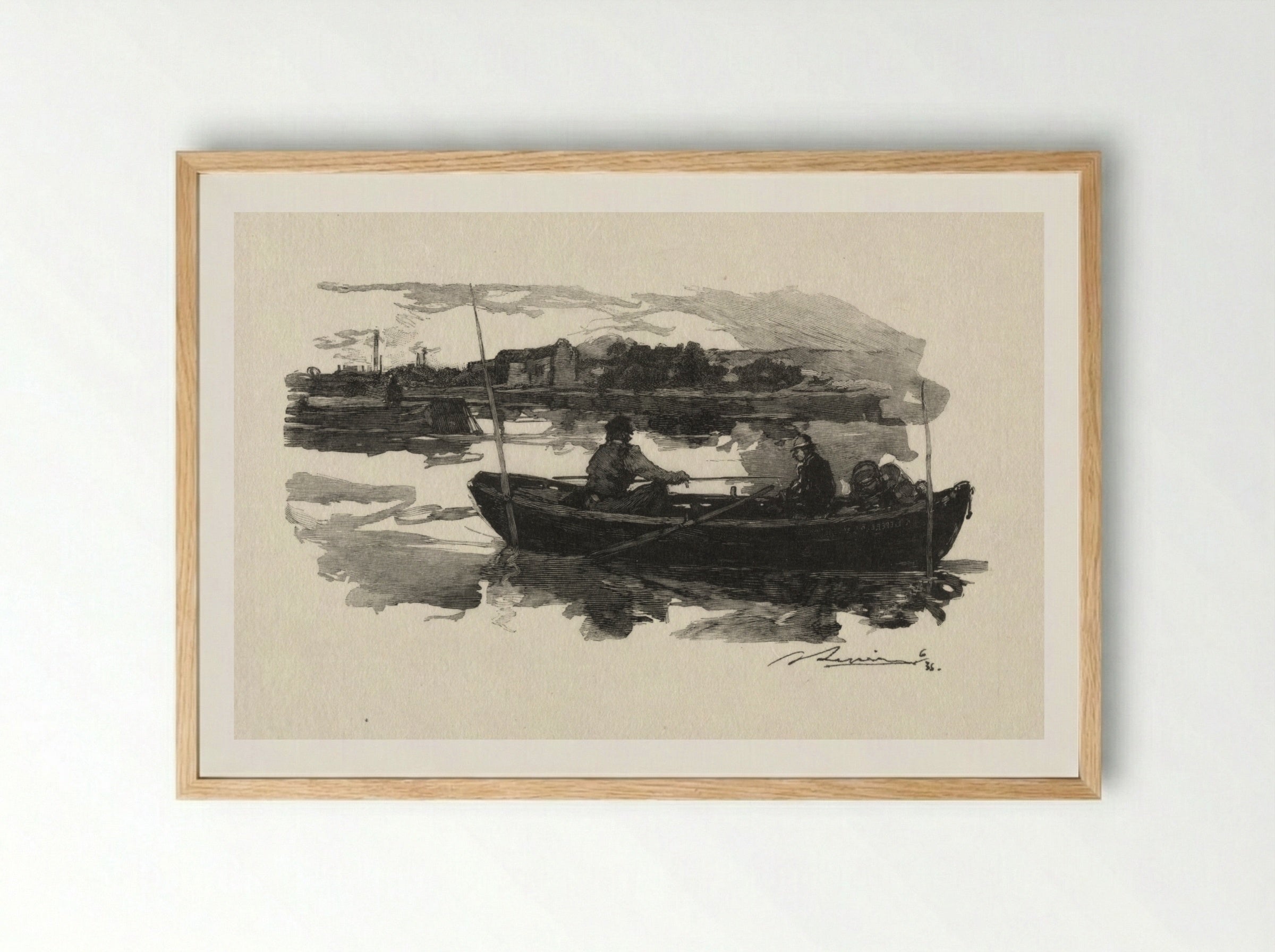Au bord de la Seine - Auguste Louis Lepère - Framed Print Wood