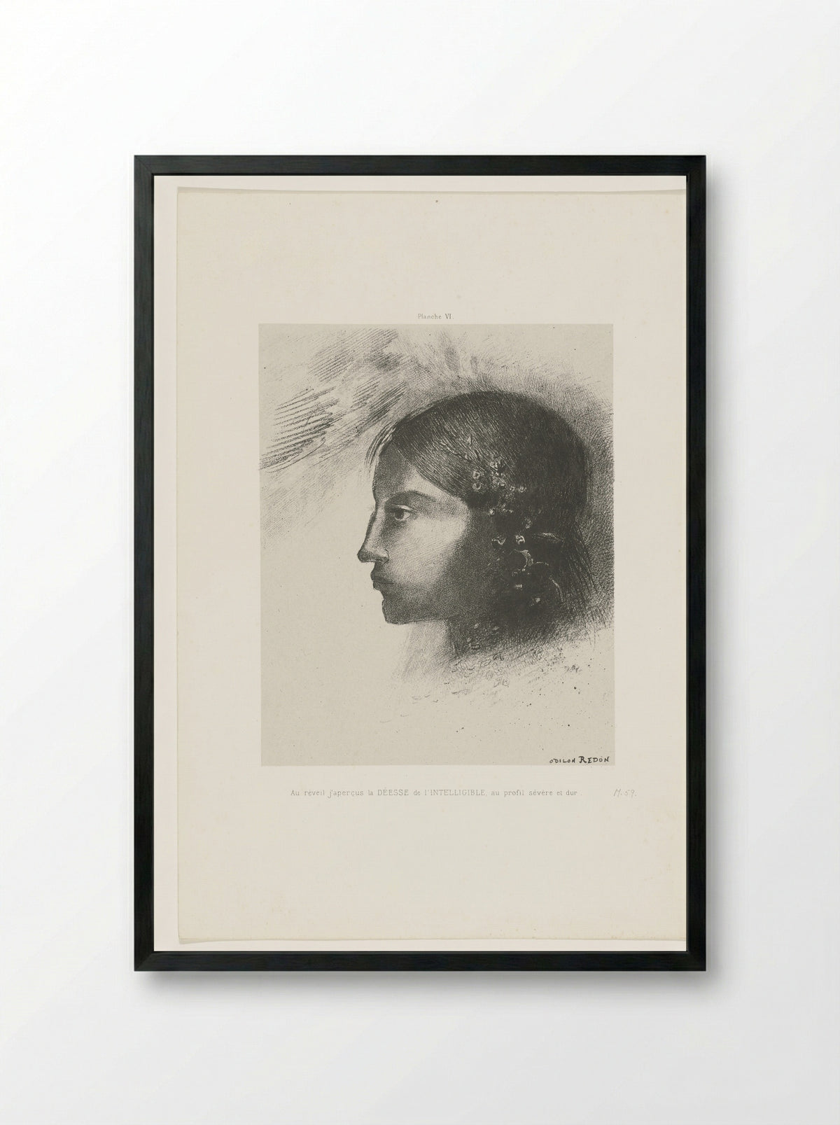 Au réveil j'aperçus la Déesse de l'Intelligible - Odilon Redon - Framed Print Black
