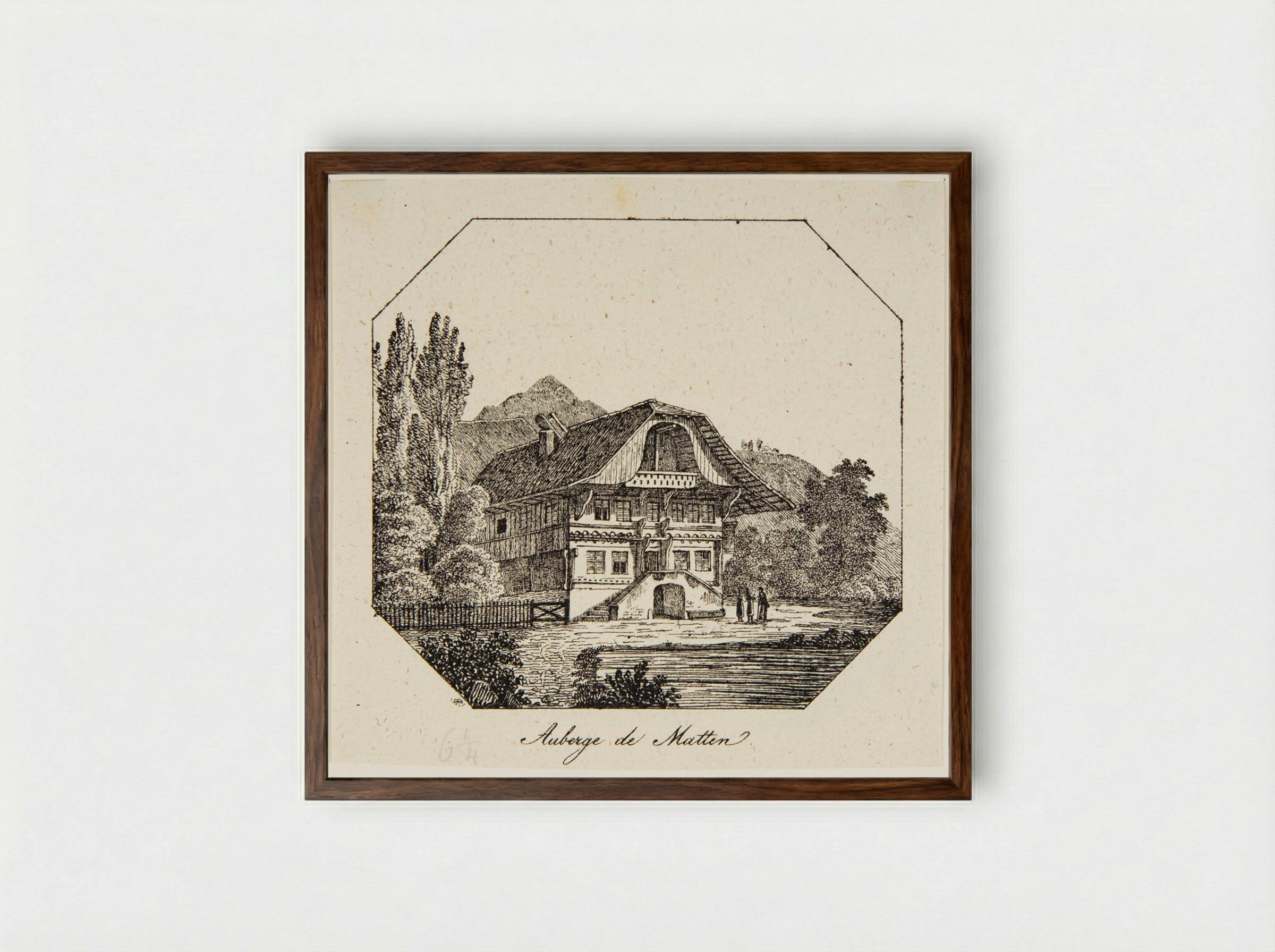 Auberge de Matten - P. Ellmer - Framed Print Dark Wood