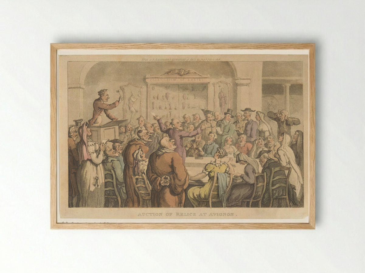 Auction of Relics at Avignon - Thomas Rowlandson - Framed Print Wood