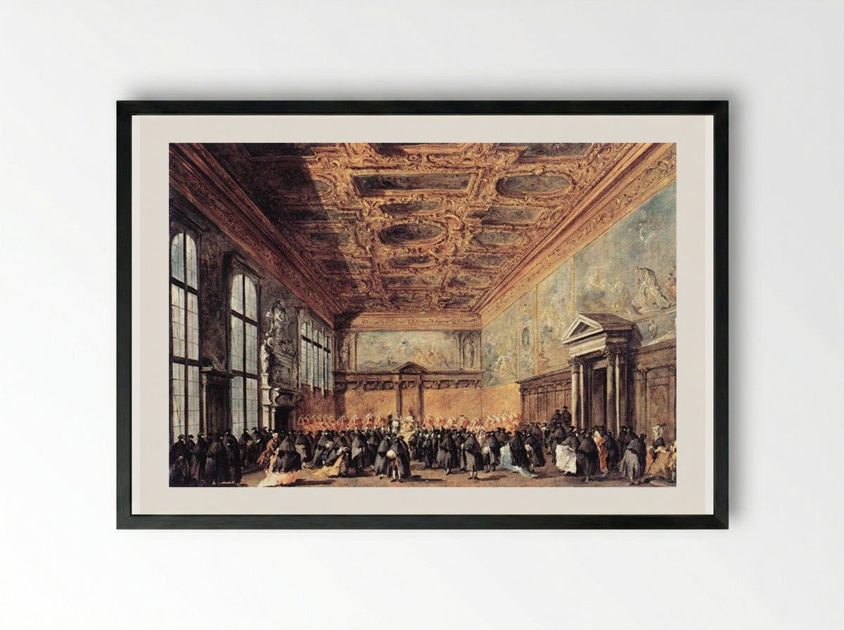 Audience Granted by the Doge - Francesco Guardi - Framed Print Black