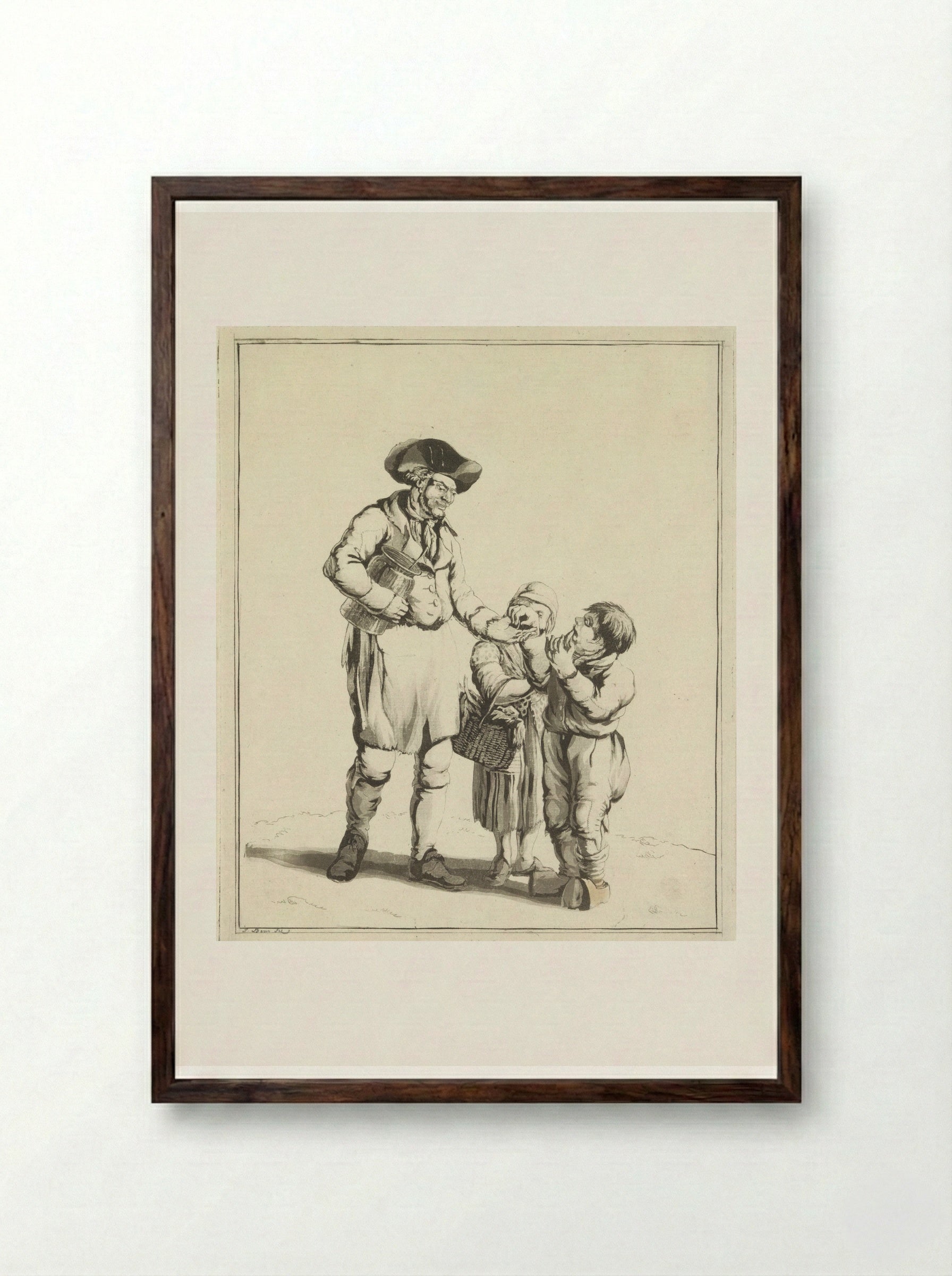 Augurkenverkoper (The Gherkin Seller) - Joannes Bemme - Framed Print Dark Wood