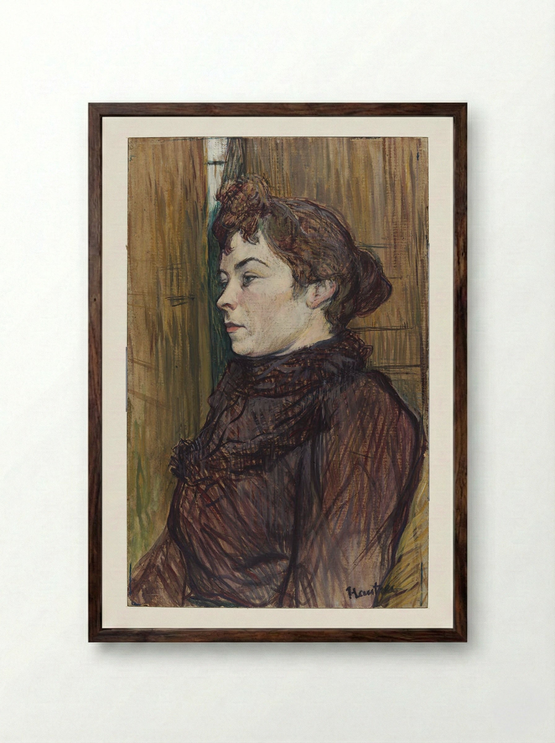 Augusta - Henri de Toulouse-Lautrec - Framed Print Dark Wood