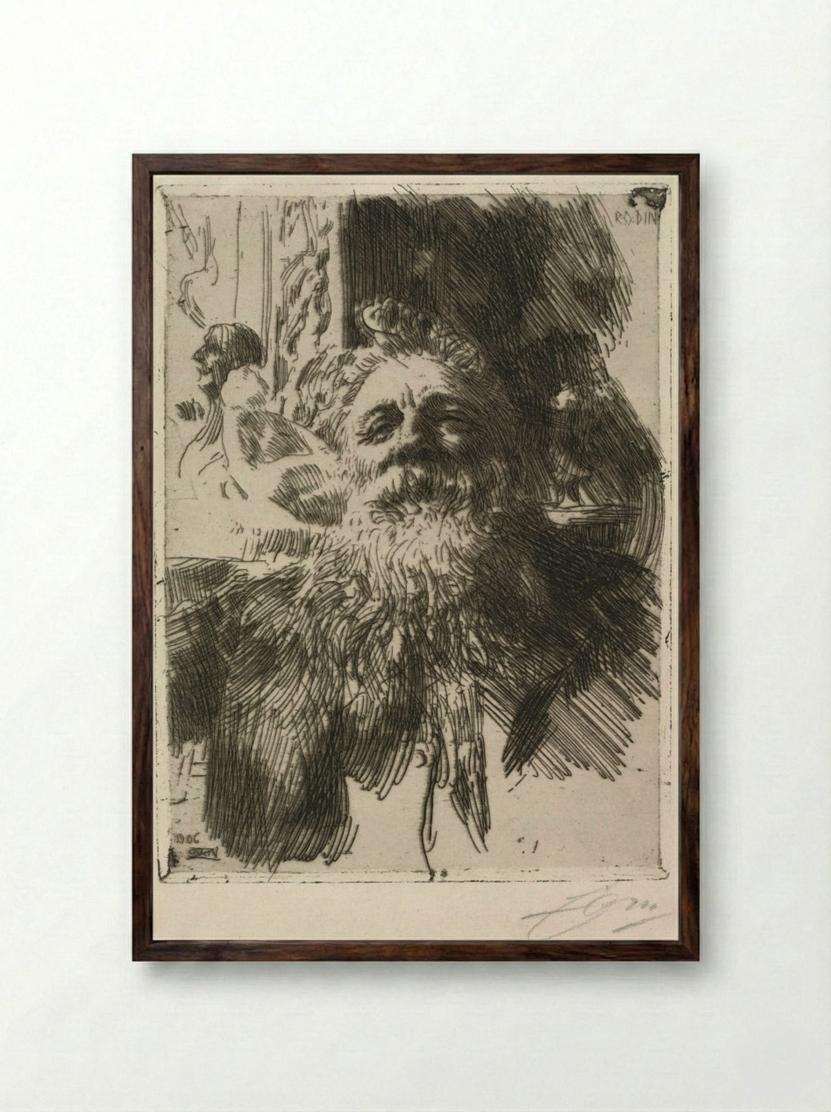 Auguste Rodin - Anders Zorn - Framed Print Dark Wood