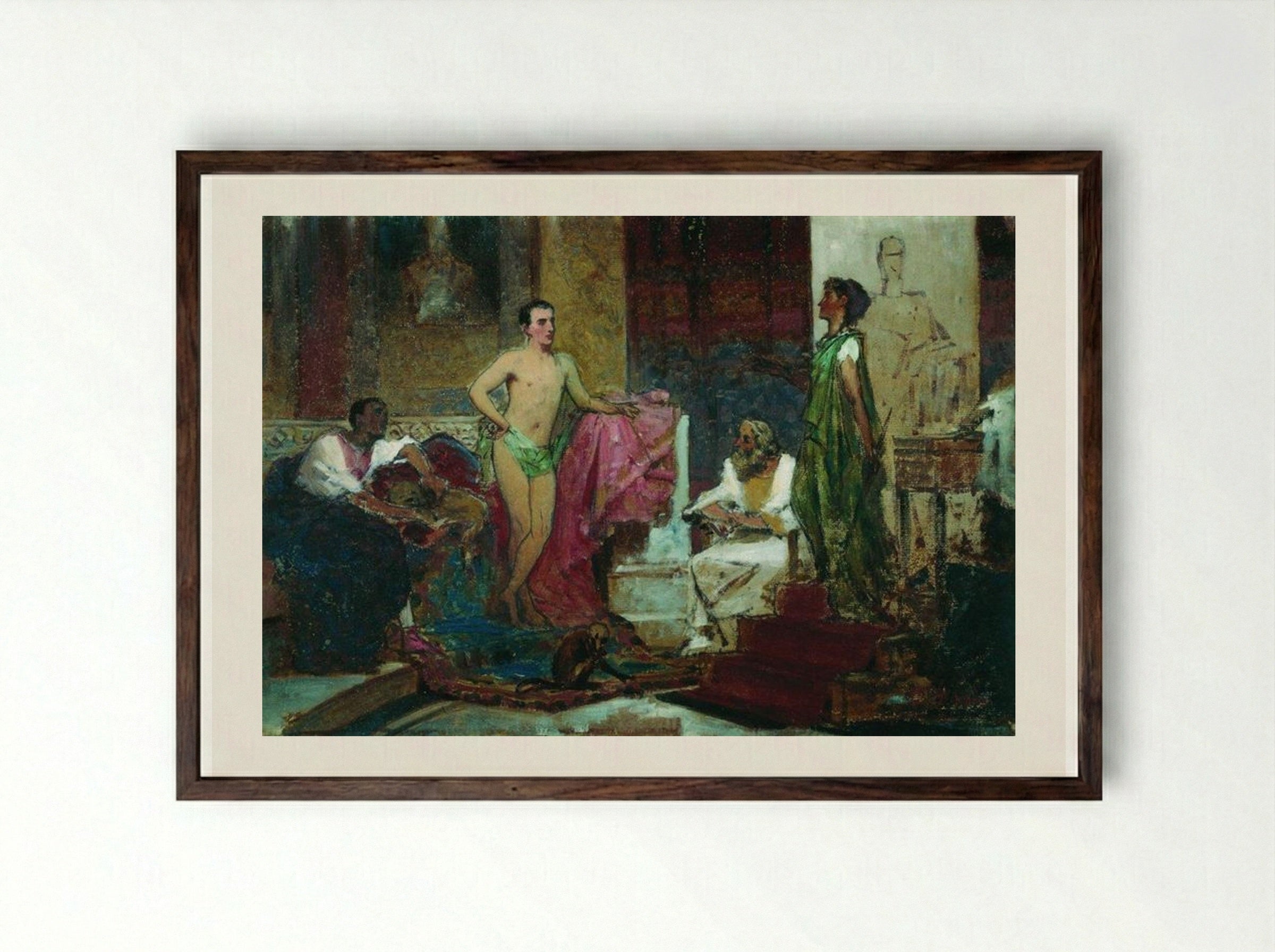 Augustus with Family - Fyodor Bronnikov - Framed Print Dark Wood