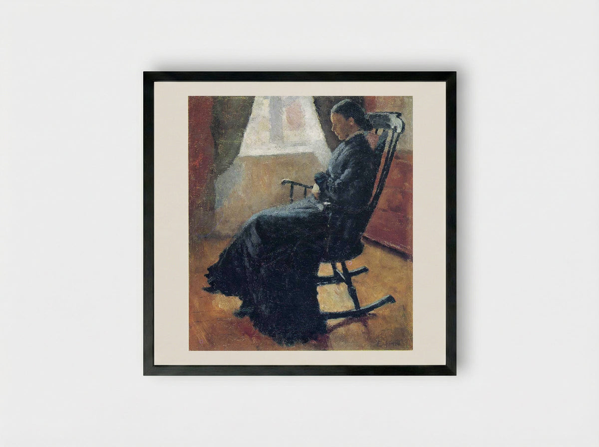 Aunt Karen in the Rocking Chair - Edvard Munch - Framed Print Black