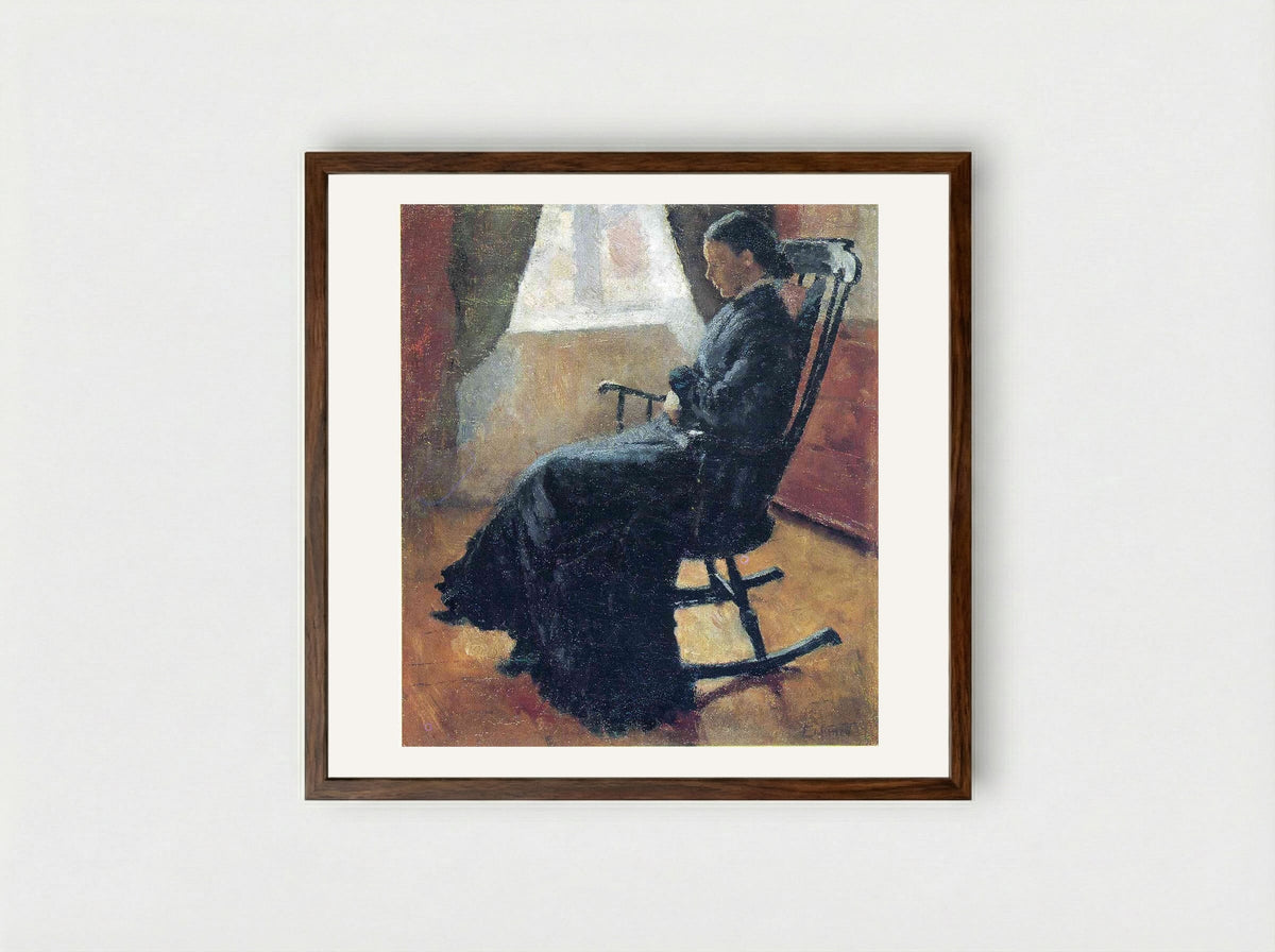 Aunt Karen in the Rocking Chair - Edvard Munch - Framed Print Dark Wood