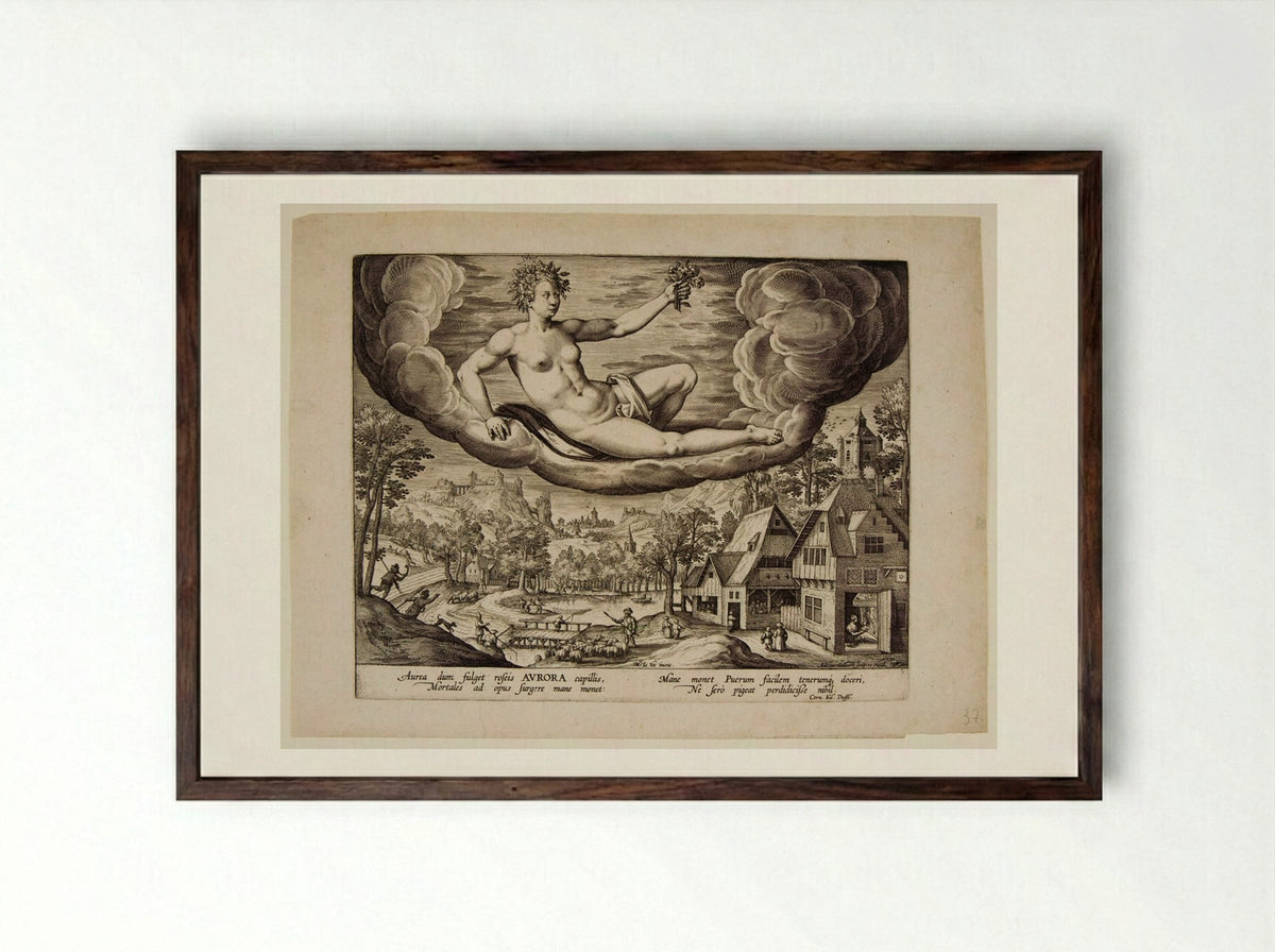 Aurora - Adriaen Collaert - Framed Print Dark Wood
