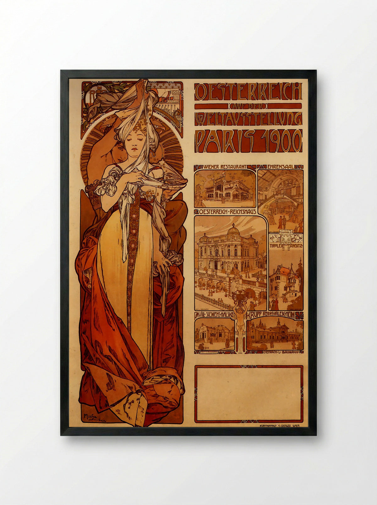 Austria (Exposition Universelle) - Alphonse Mucha - Framed Print Black