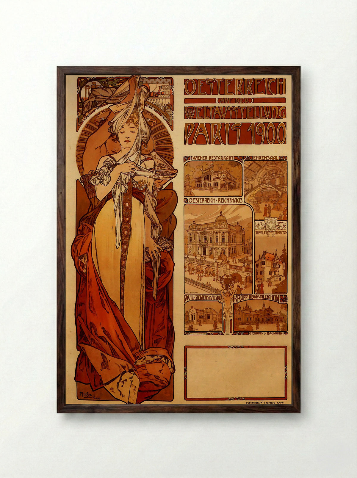 Austria (Exposition Universelle) - Alphonse Mucha - Framed Print Dark Wood