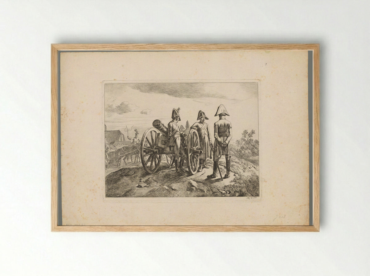 Austrian Gunners with a Cannon Carriage - Domenico Artaria - Framed Print Wood