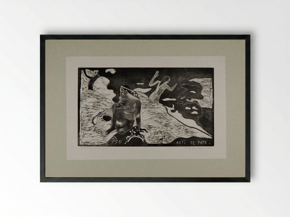 Auti te Pape - Paul Gauguin - Framed Print Black