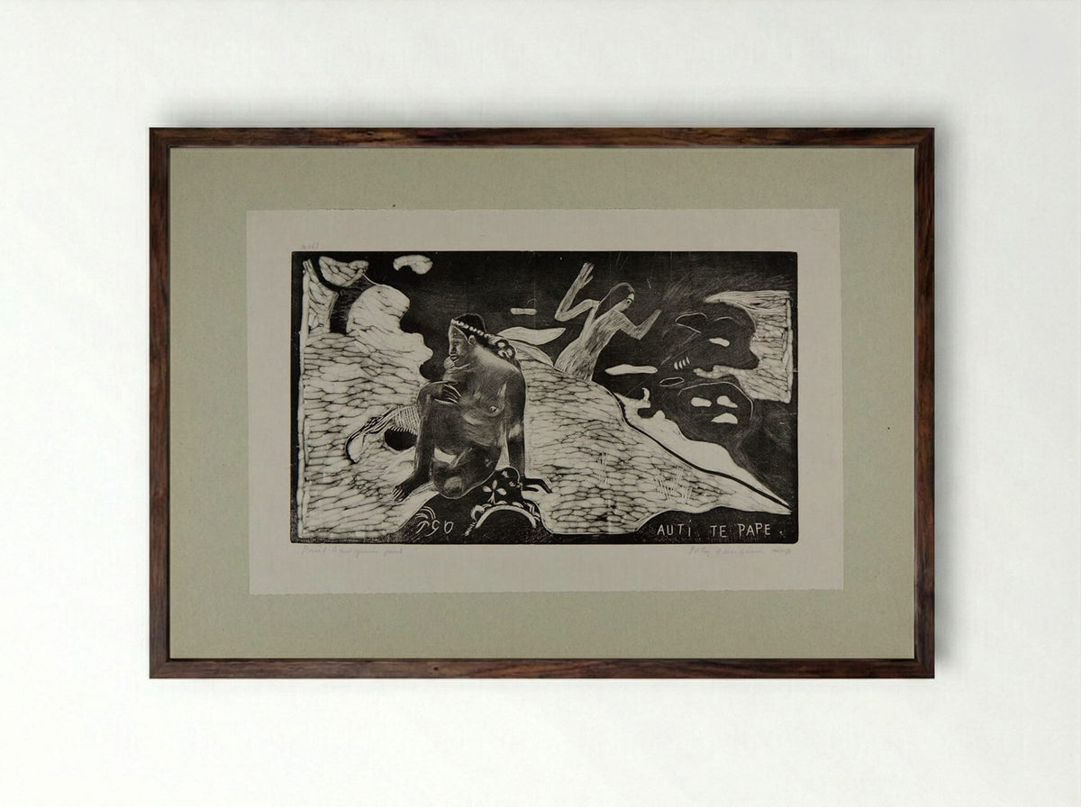 Auti te Pape - Paul Gauguin - Framed Print Dark Wood