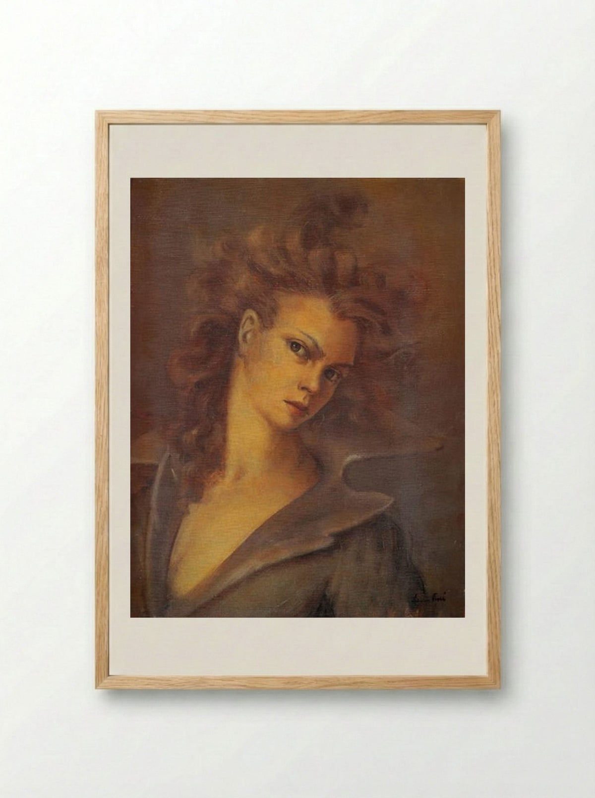 Autoportrait au grand col - Leonor Fini - Framed Print Wood