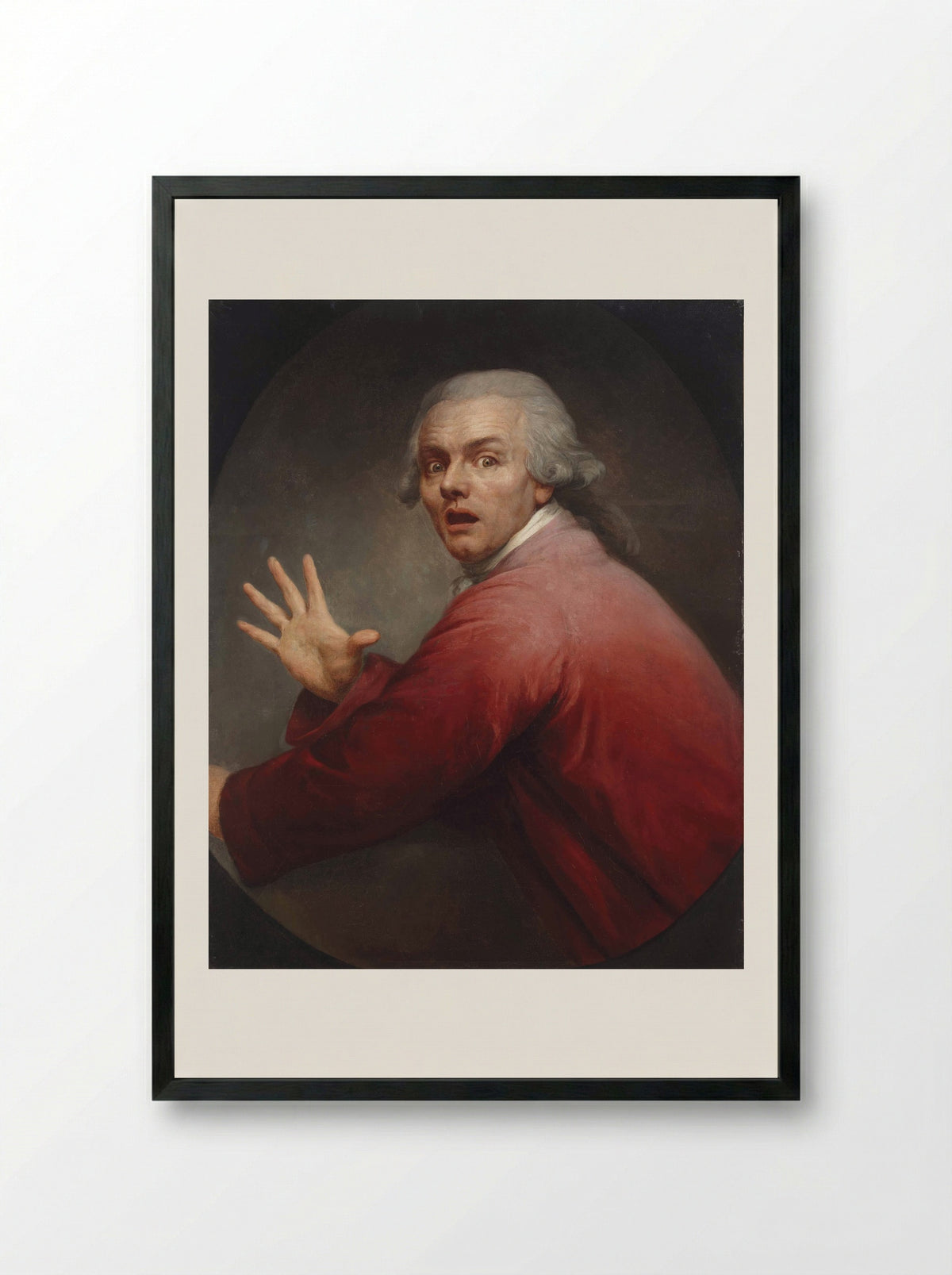 Autoportrait en homme surpris et terrorisé - Joseph Ducreux - Framed Print Black